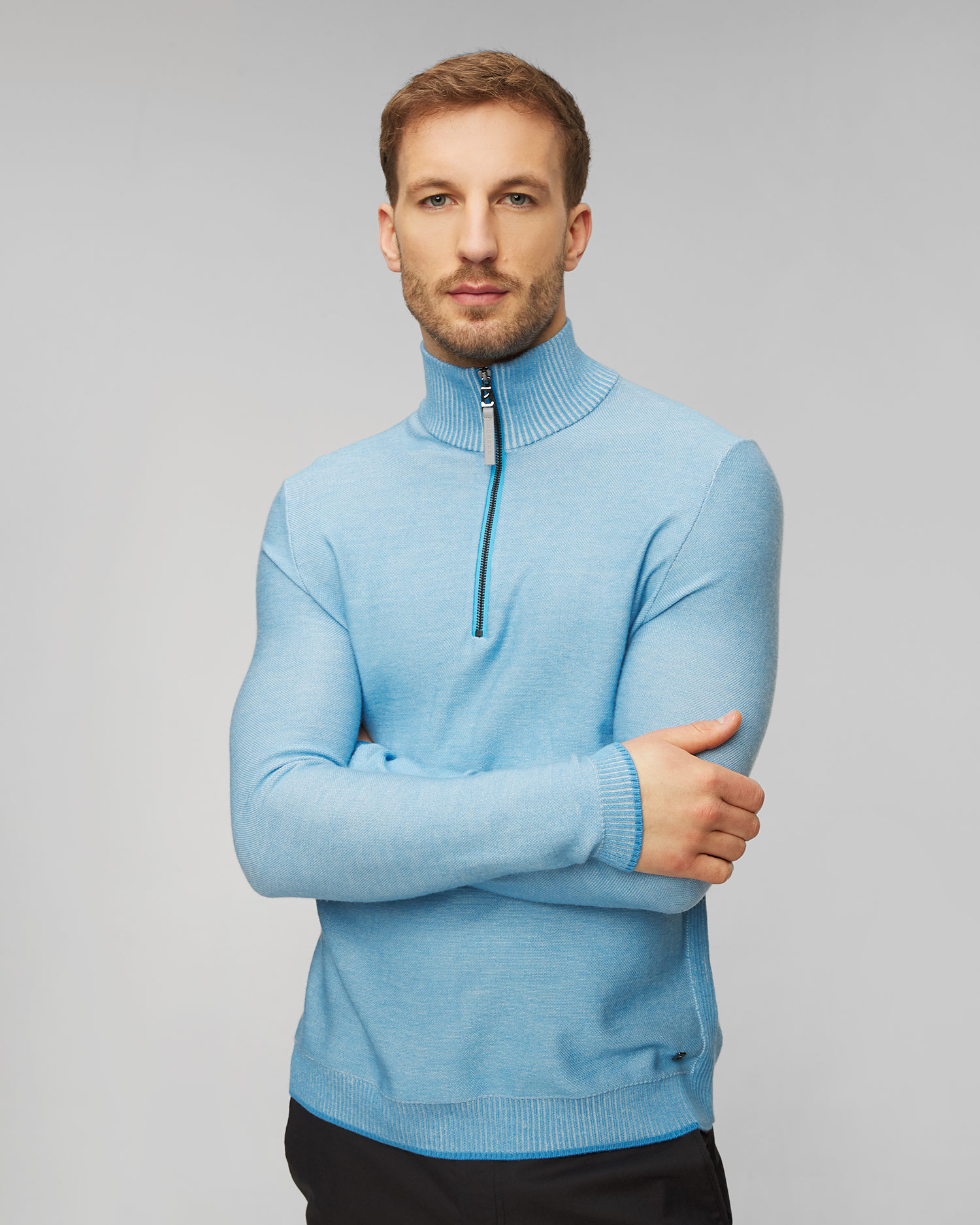 Pull en laine bleu pour hommes BOGNER Lias-1