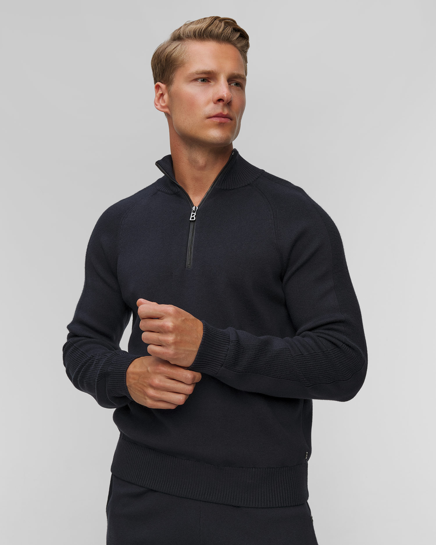 Granatowy sweter męski z kaszmirem BOGNER Nevis