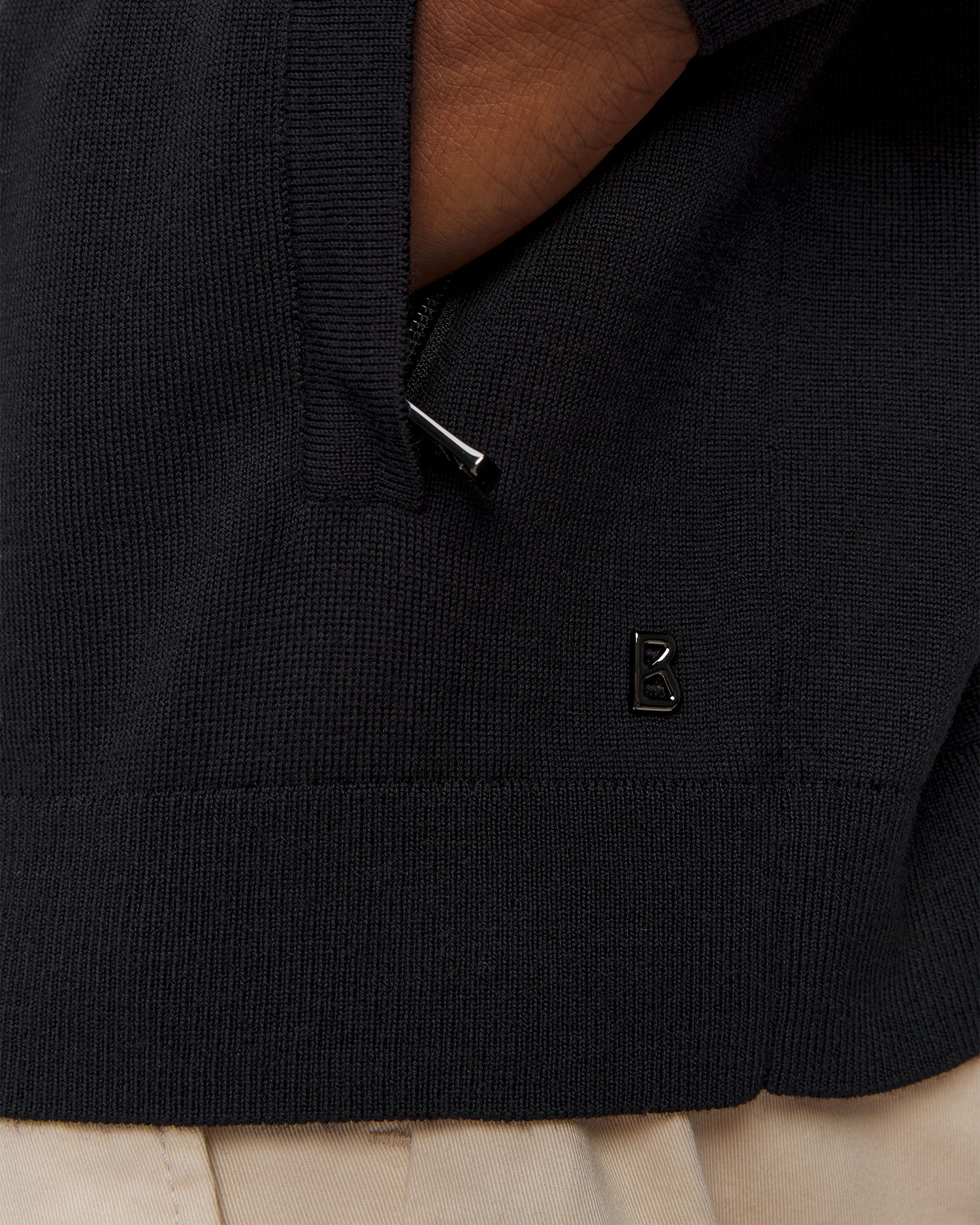 Pull en laine bleu marine pour hommes BOGNER Oscar