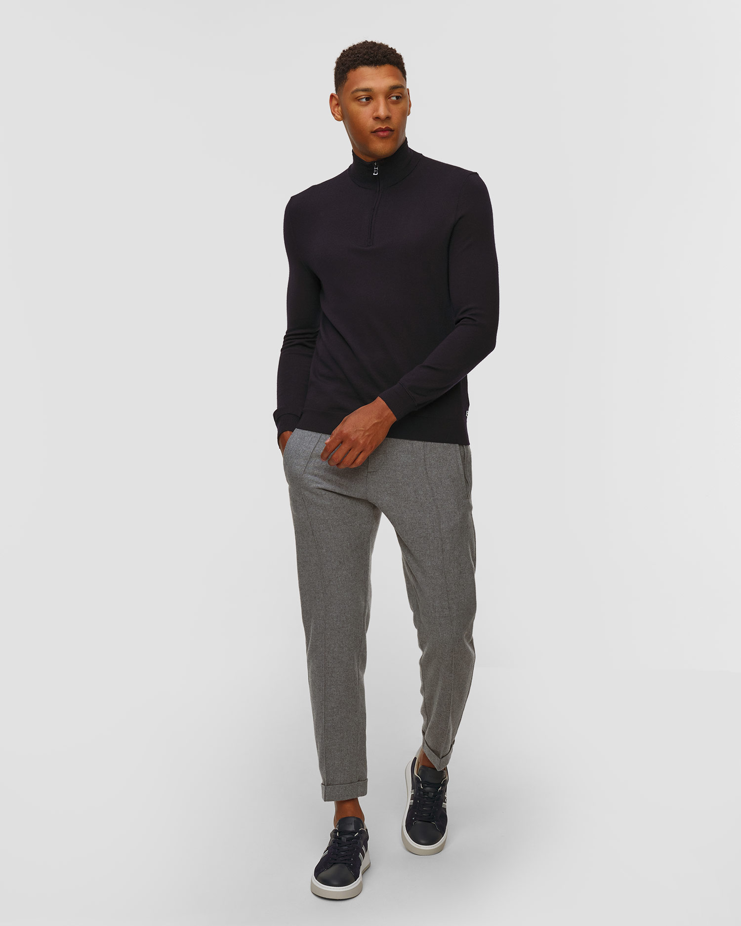 Pull à col roulé en laine bleu marine pour hommes BOGNER Ouri