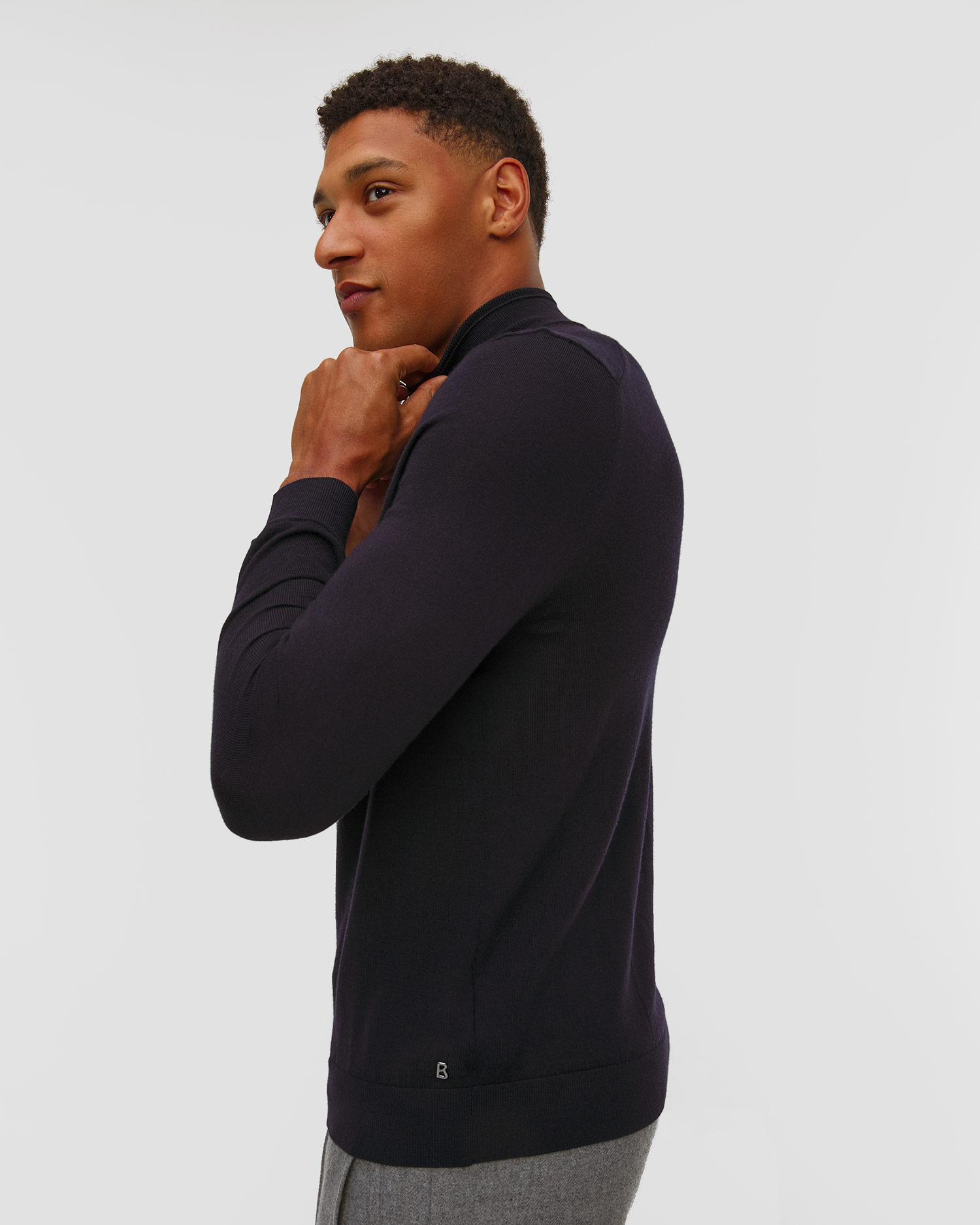 Pull à col roulé en laine bleu marine pour hommes BOGNER Ouri