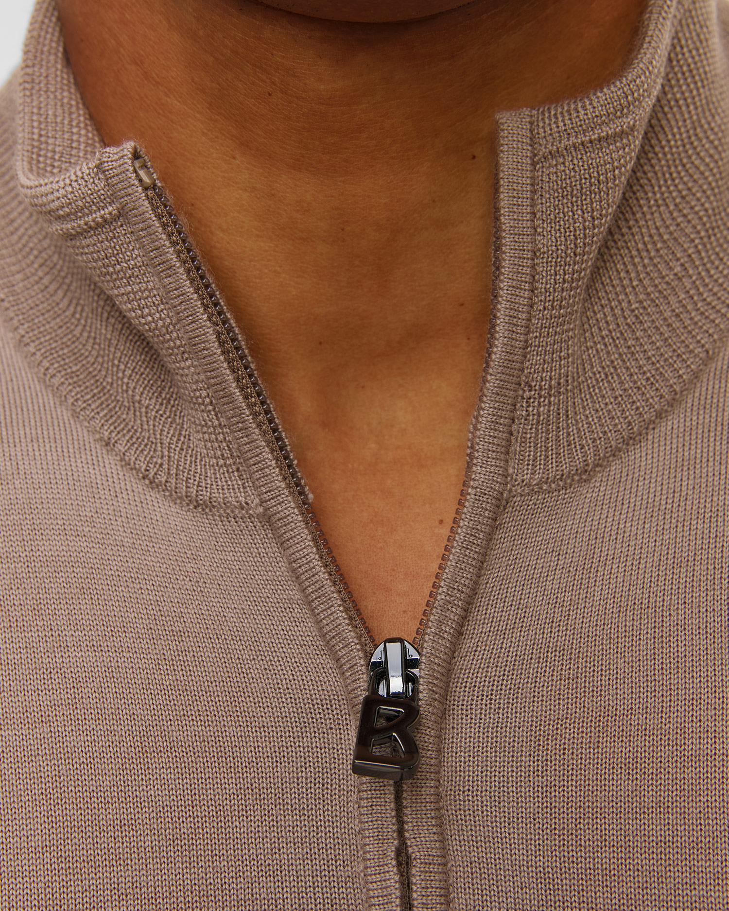 Pull à col roulé en laine beige pour hommes BOGNER Ouri