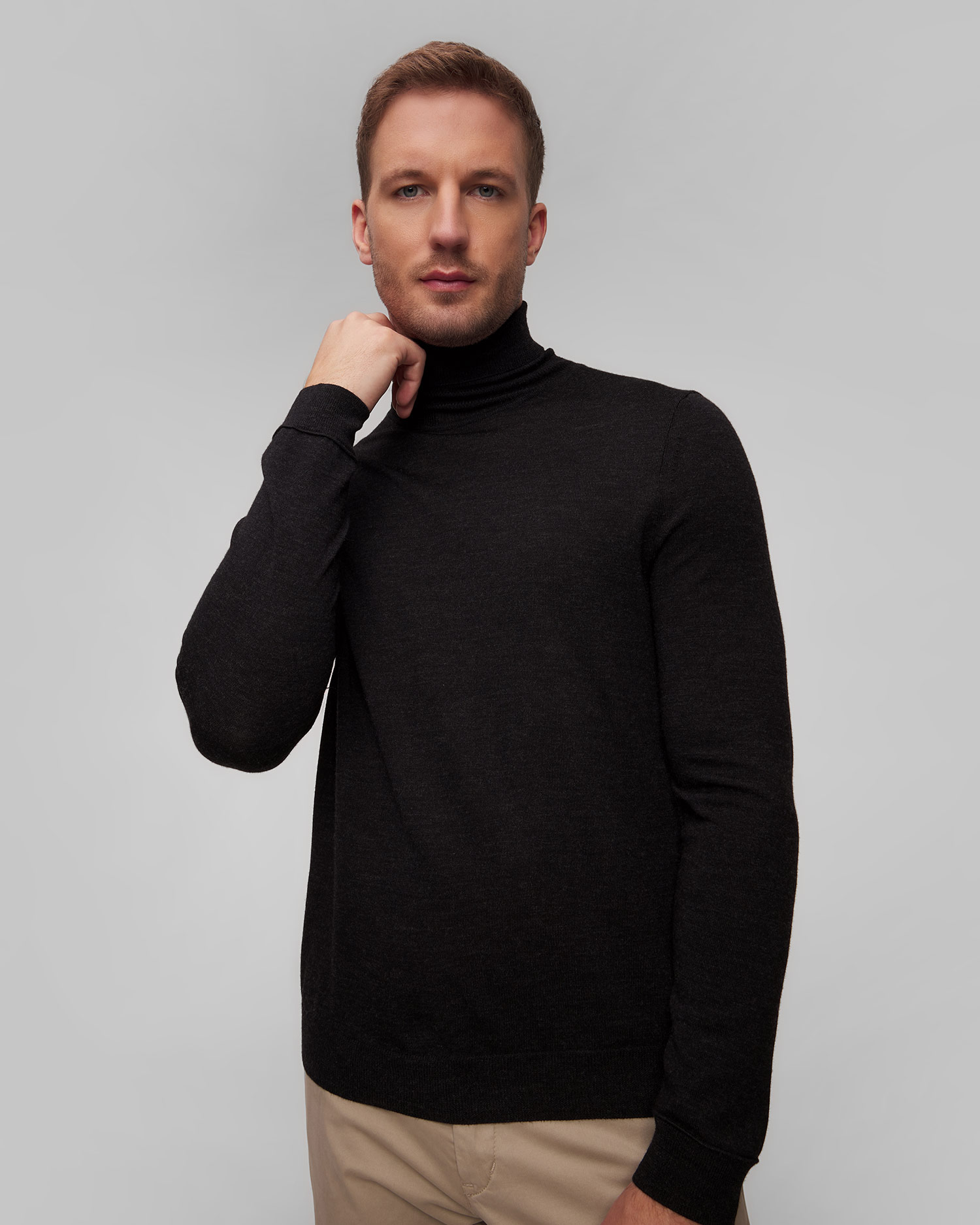 BOGNER Gordon-6 Rollkragenpullover aus Wolle für Herren in Grau