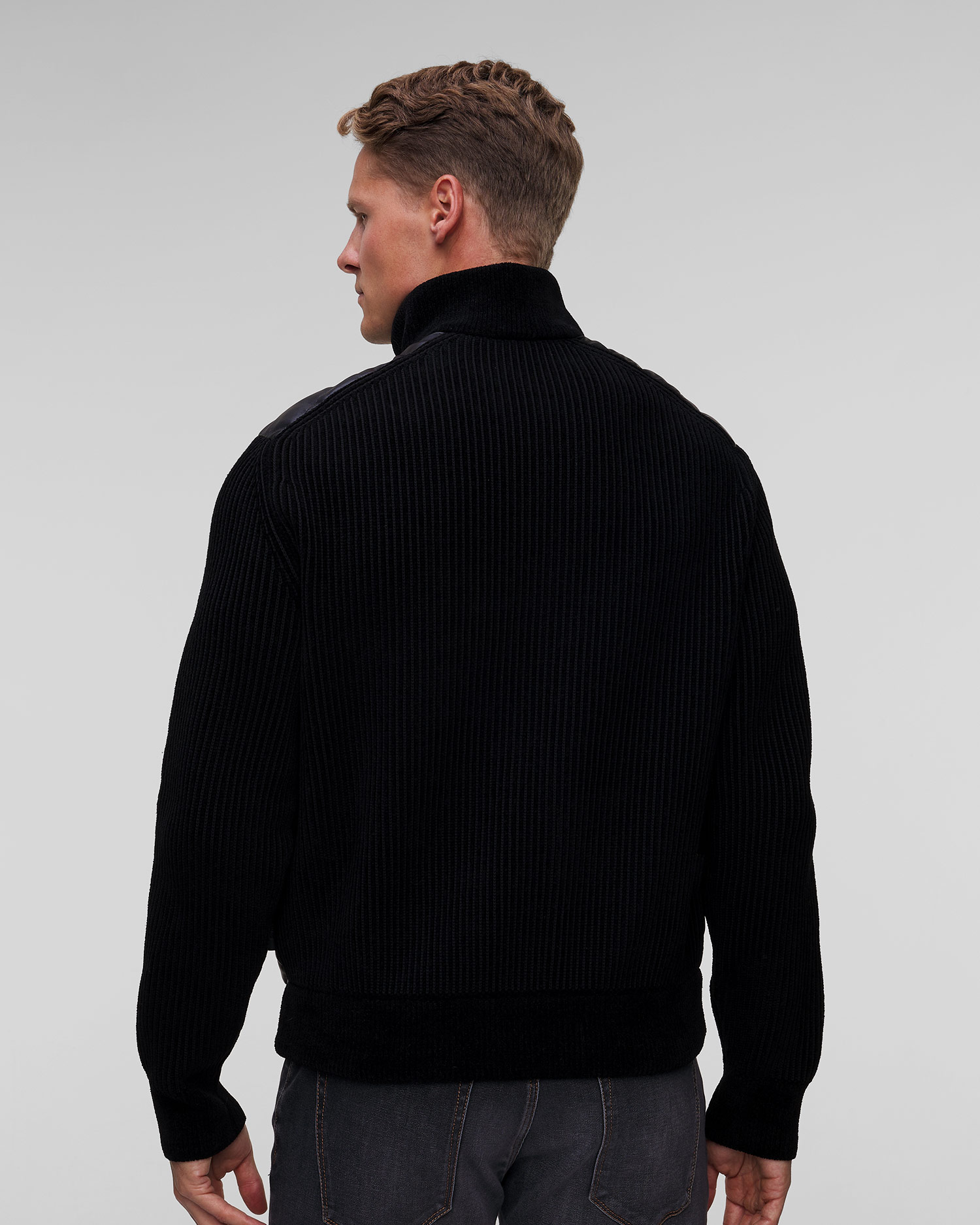 Men's hybrid black leather jacket BOGNER Kurtis-Dl