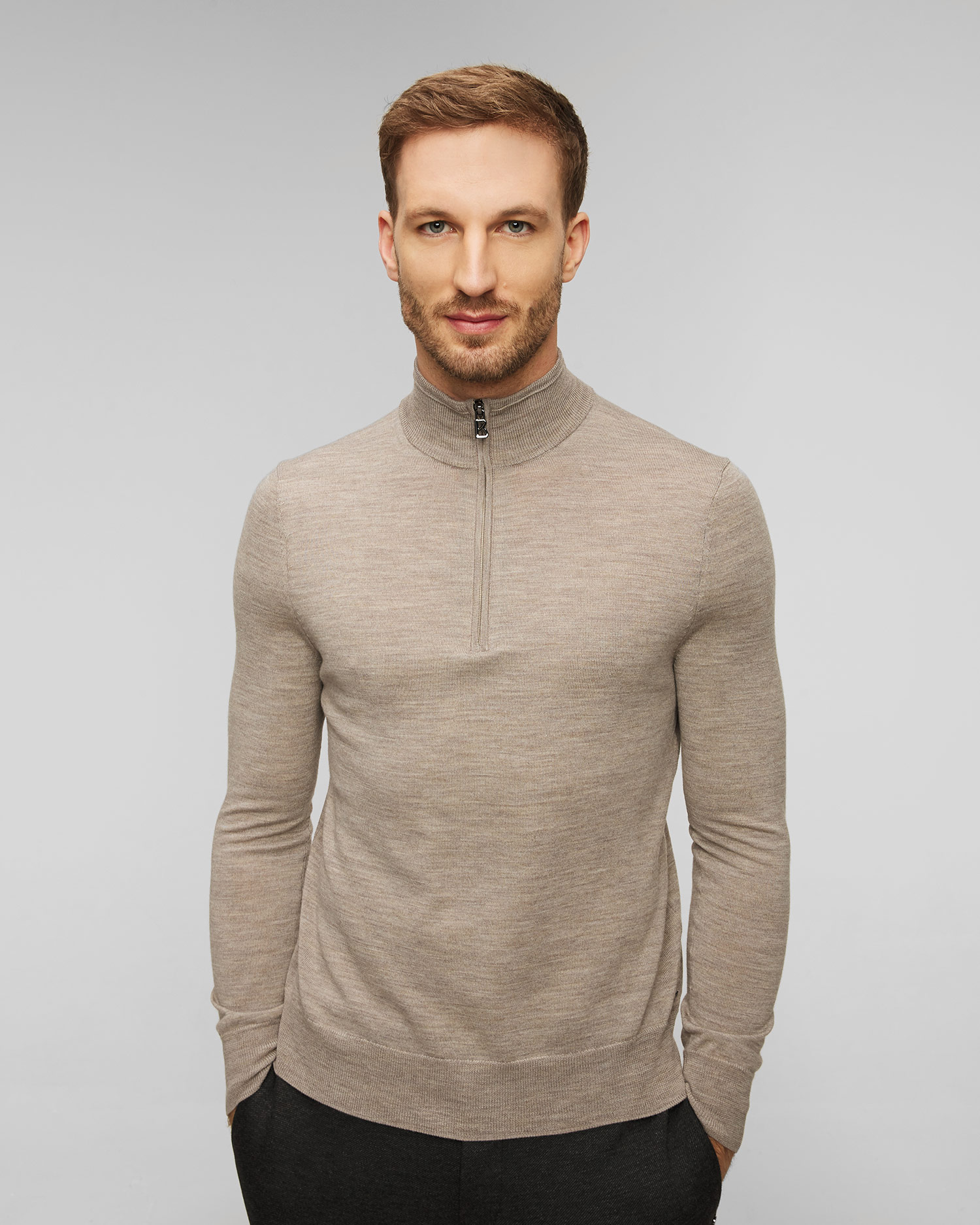 Pull en laine beige pour hommes Bogner Jouri