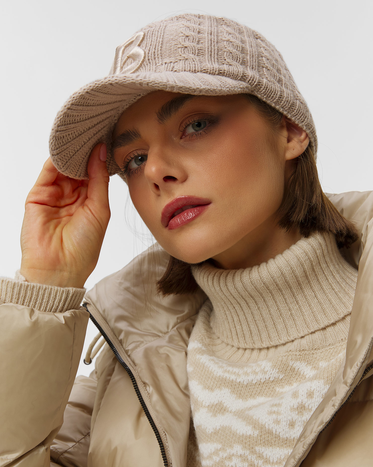 Cashmere wool visor headband BOGNER Tessa1 beige