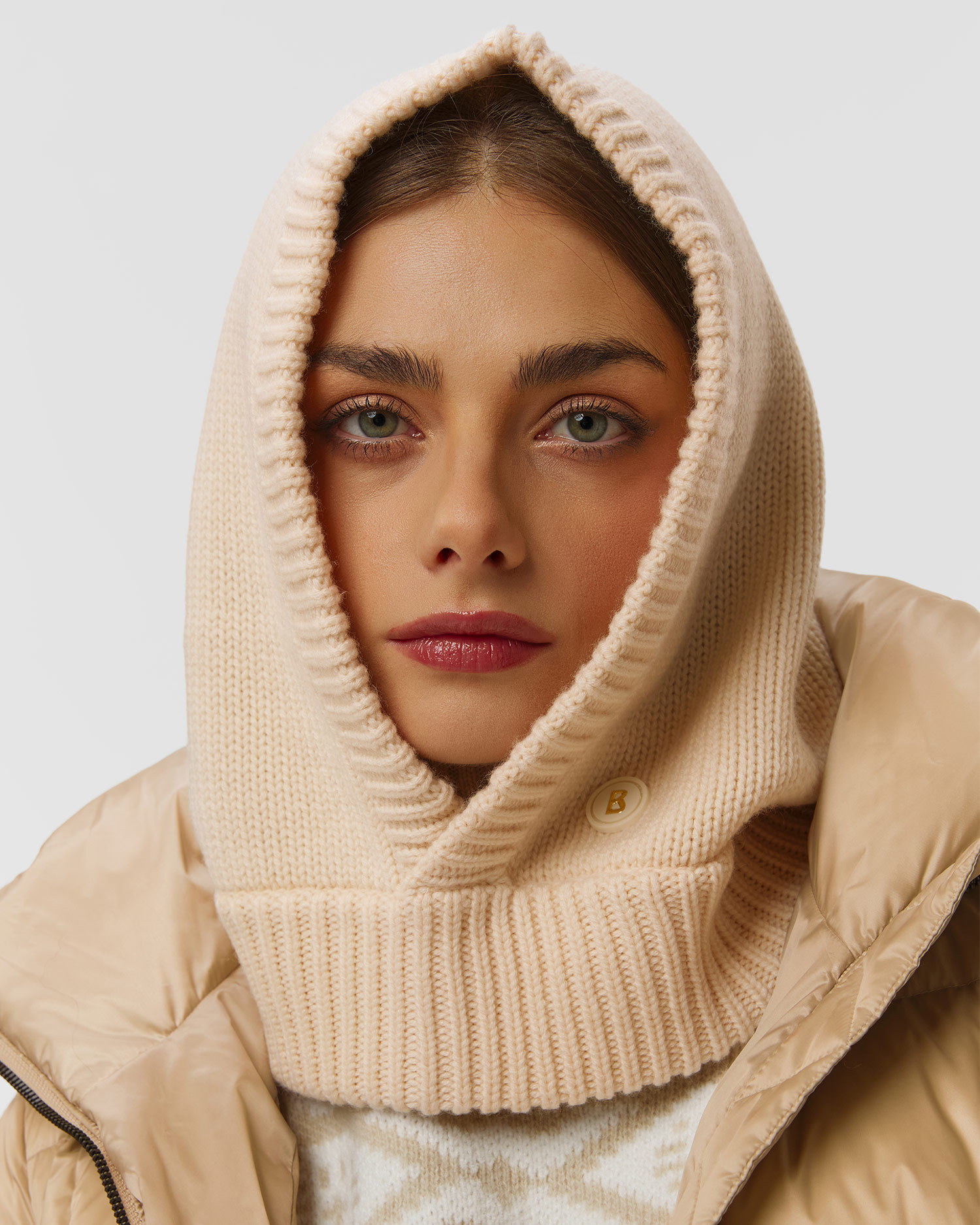 BOGNER Berny1 Damen-Sturmhaube aus Wolle und Kaschmir in Beige