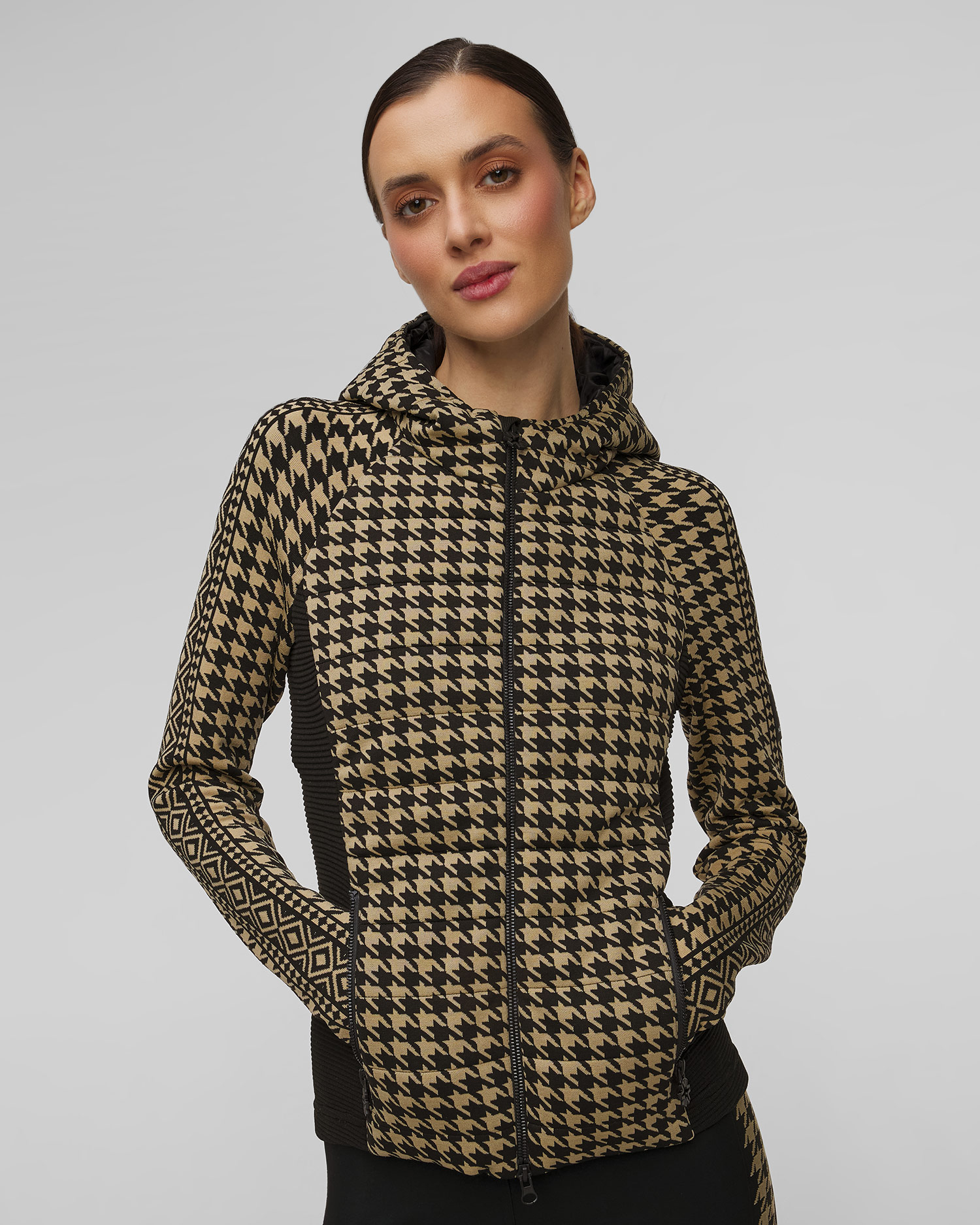 Veste hybride à capuche et à motif pied-de-poule pour femmes Newland Hera