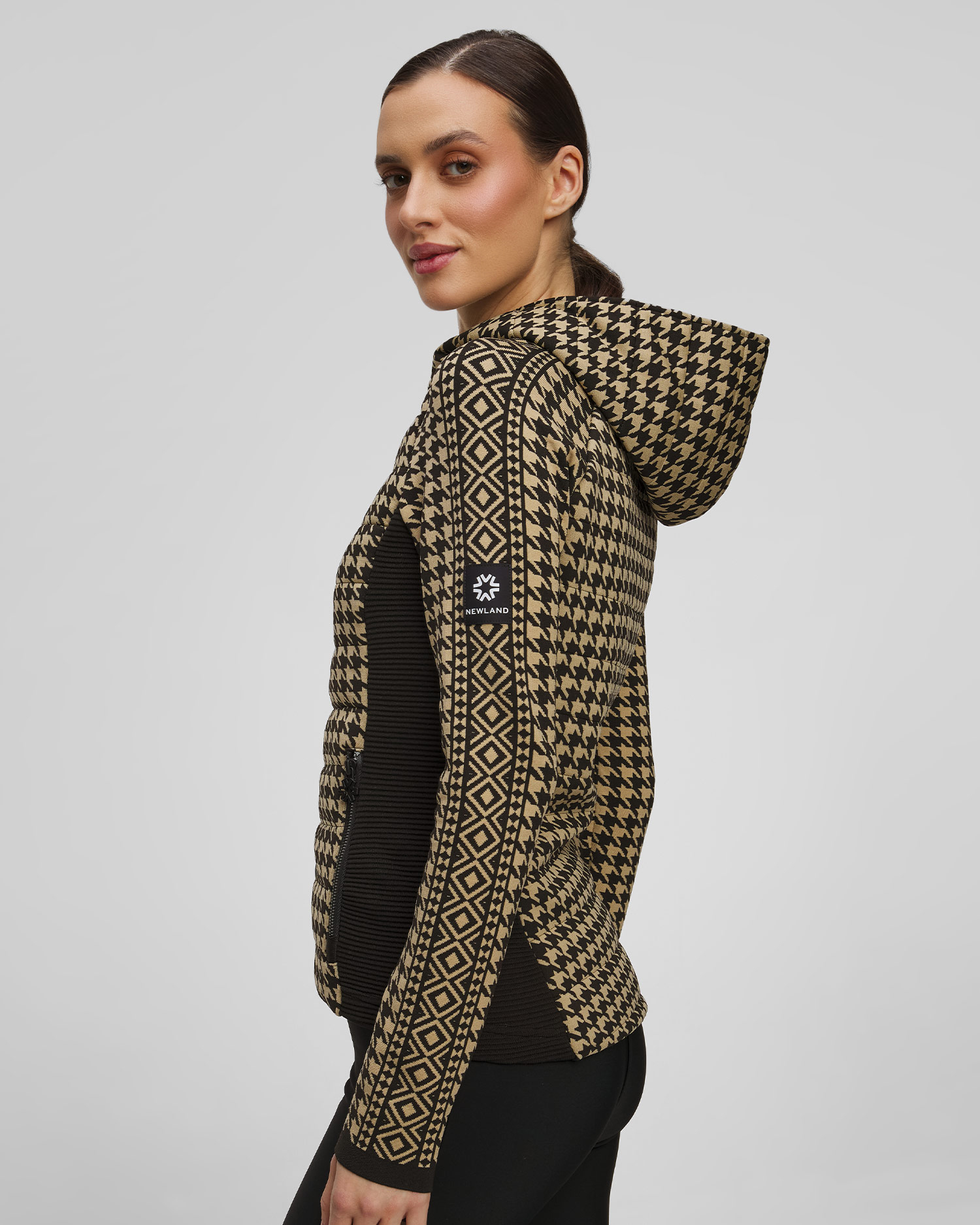 Veste hybride à capuche et à motif pied-de-poule pour femmes Newland Hera