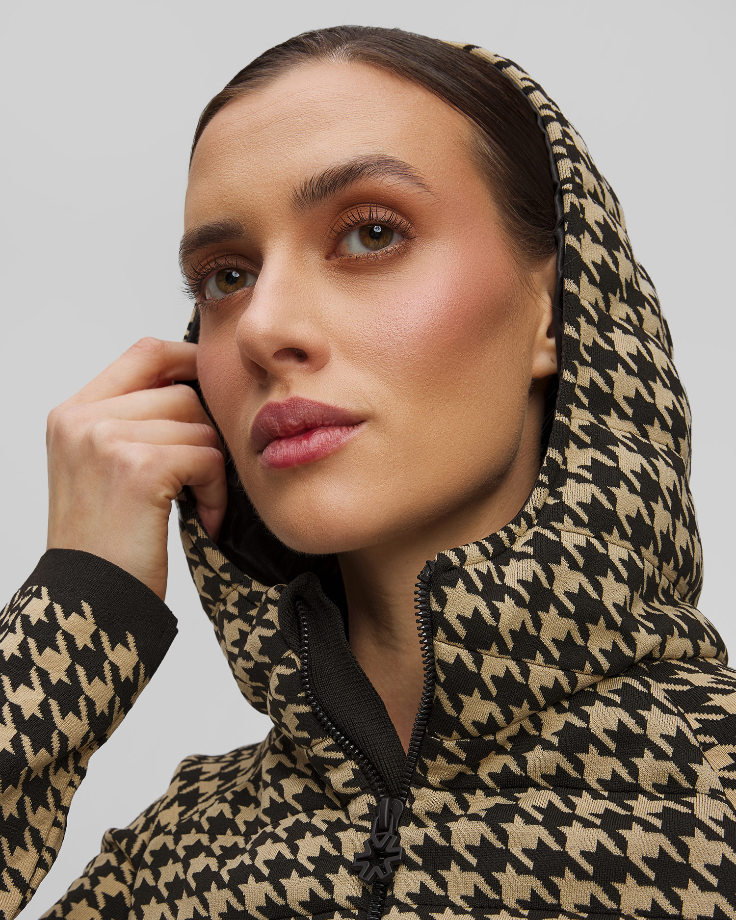 Veste hybride à capuche et à motif pied-de-poule pour femmes Newland Hera