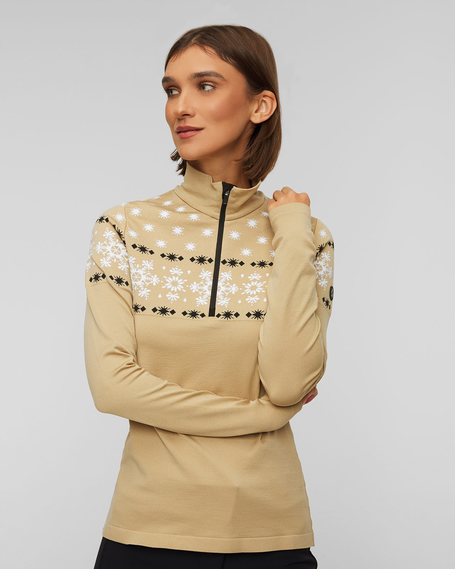 Women's beige ski turtleneck Newland Inanna