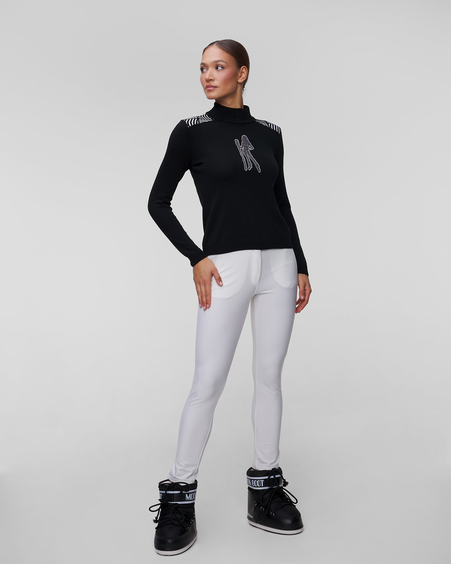 Dámsky čierny lyžiarsky sveter Newland Fleur merino