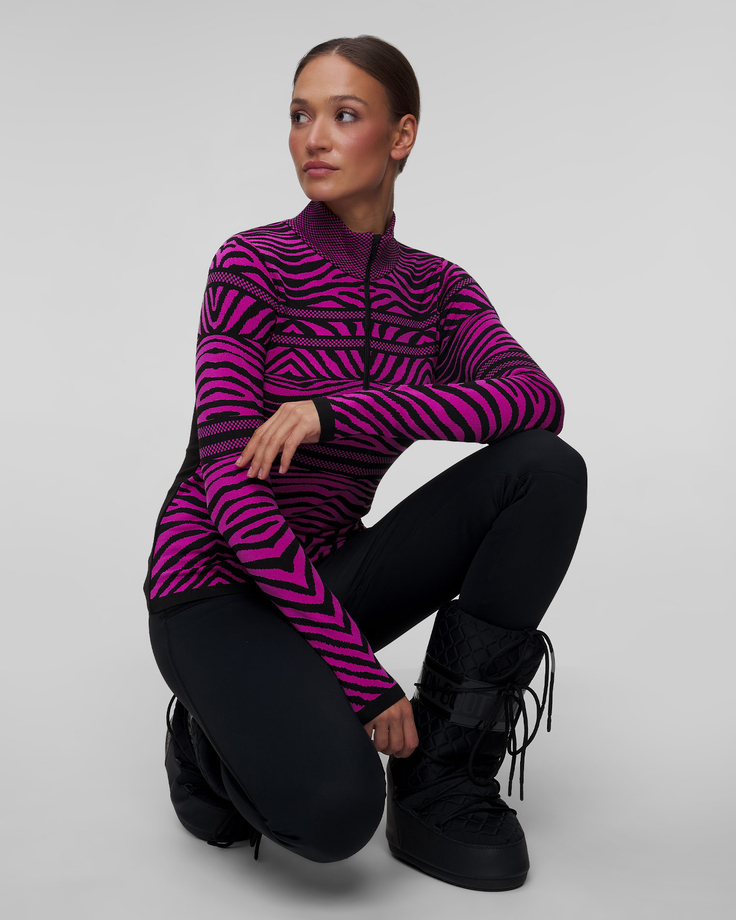 Dolcevita rosa a zebra da sci da donna Newland Rainbow