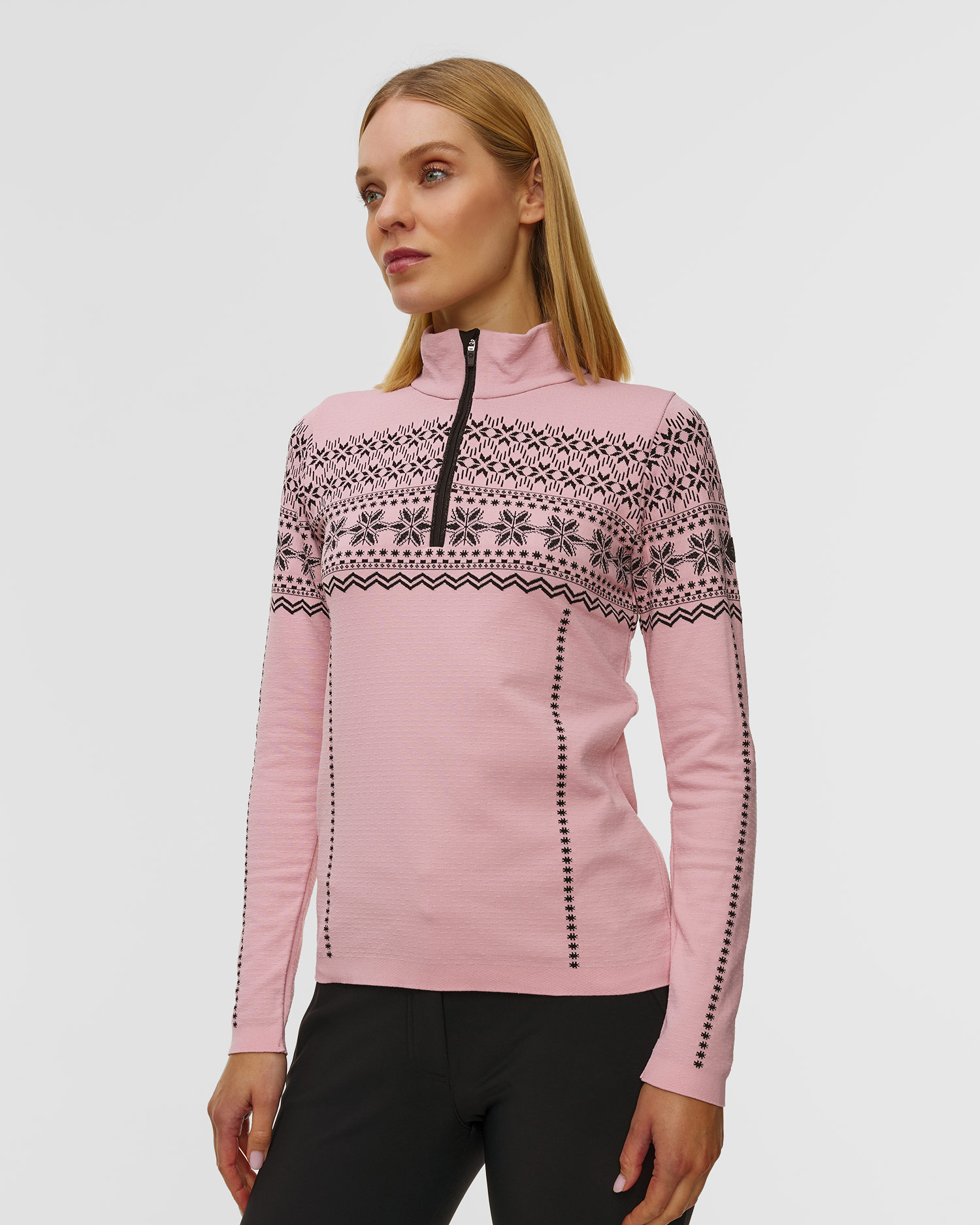 Pulover cu guler înalt tehnic pentru femei Newland Semmering, Culoare/Model: Różowy,Print