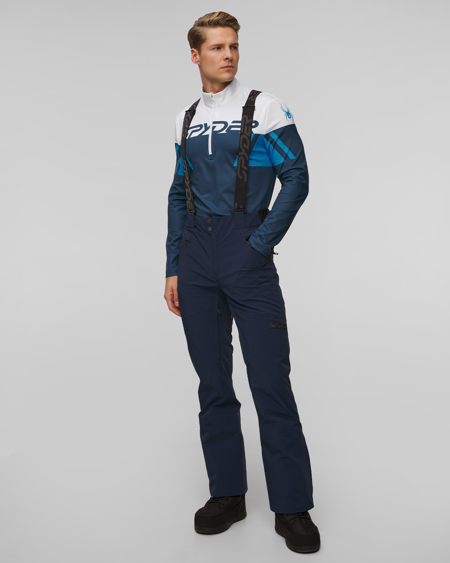 Men's ski trousers with suspenders Spyder Bormio, Color/Pattern: Granatowy