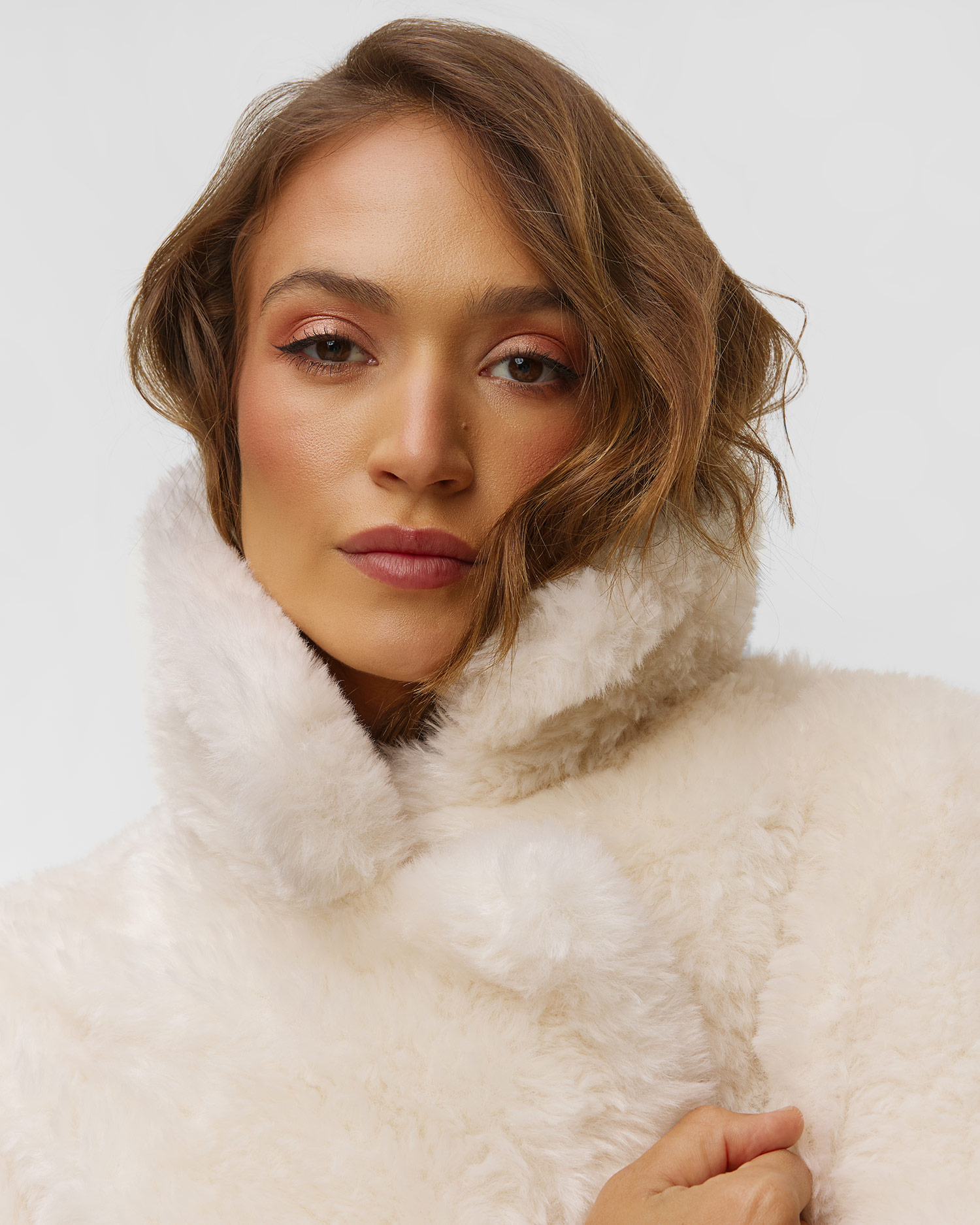 Women's beige fur coat Sportalm