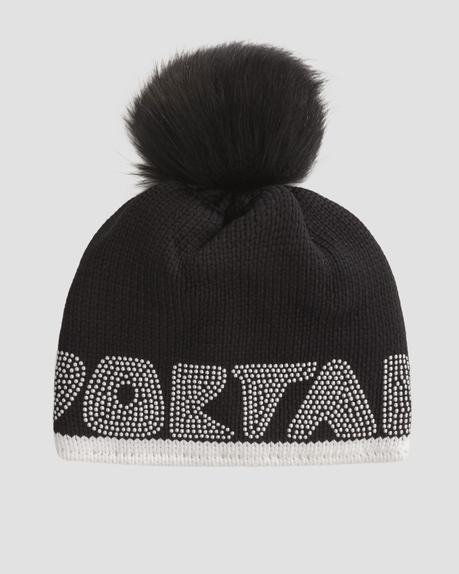 Bonnet d'hiver noir pour femmes de Sportalm avec pompon en fourrure 