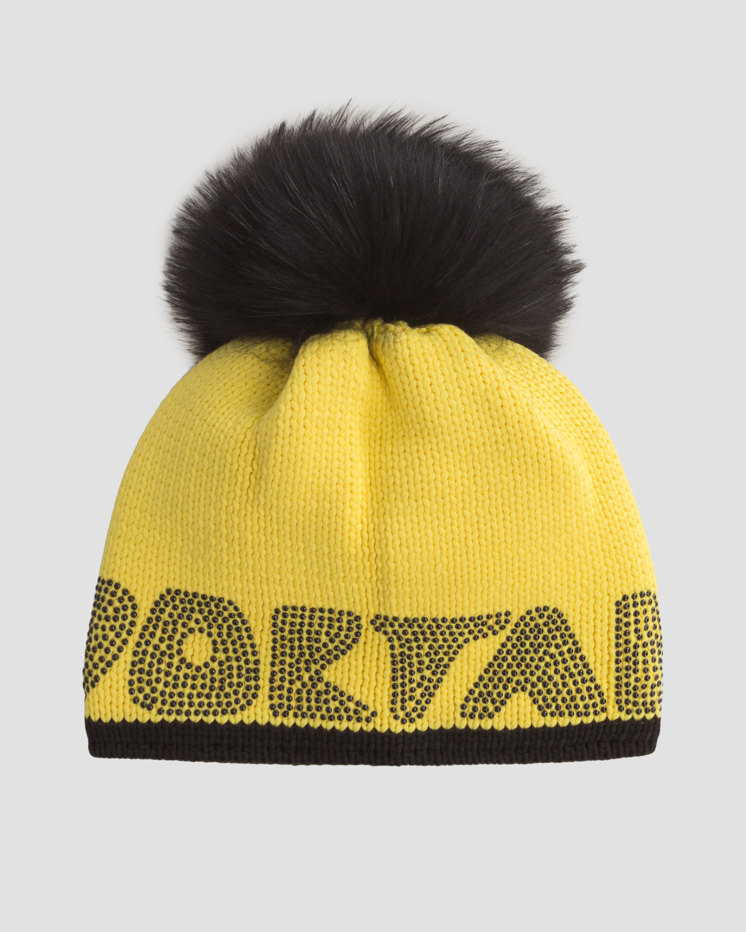 Bonnet d'hiver jaune pour femme avec pompon en fourrure Sportalm