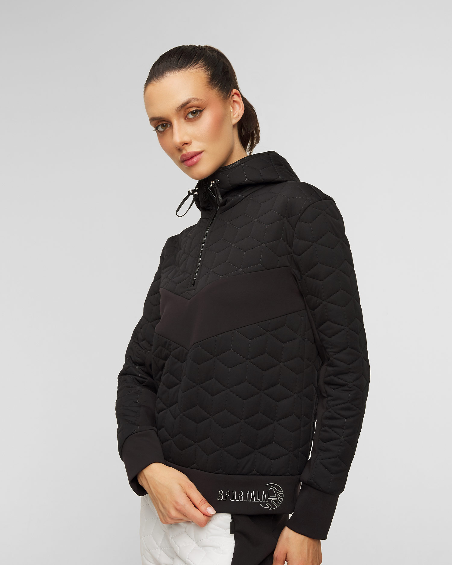 Dámska čierna mikina s kapucňou Sportalm