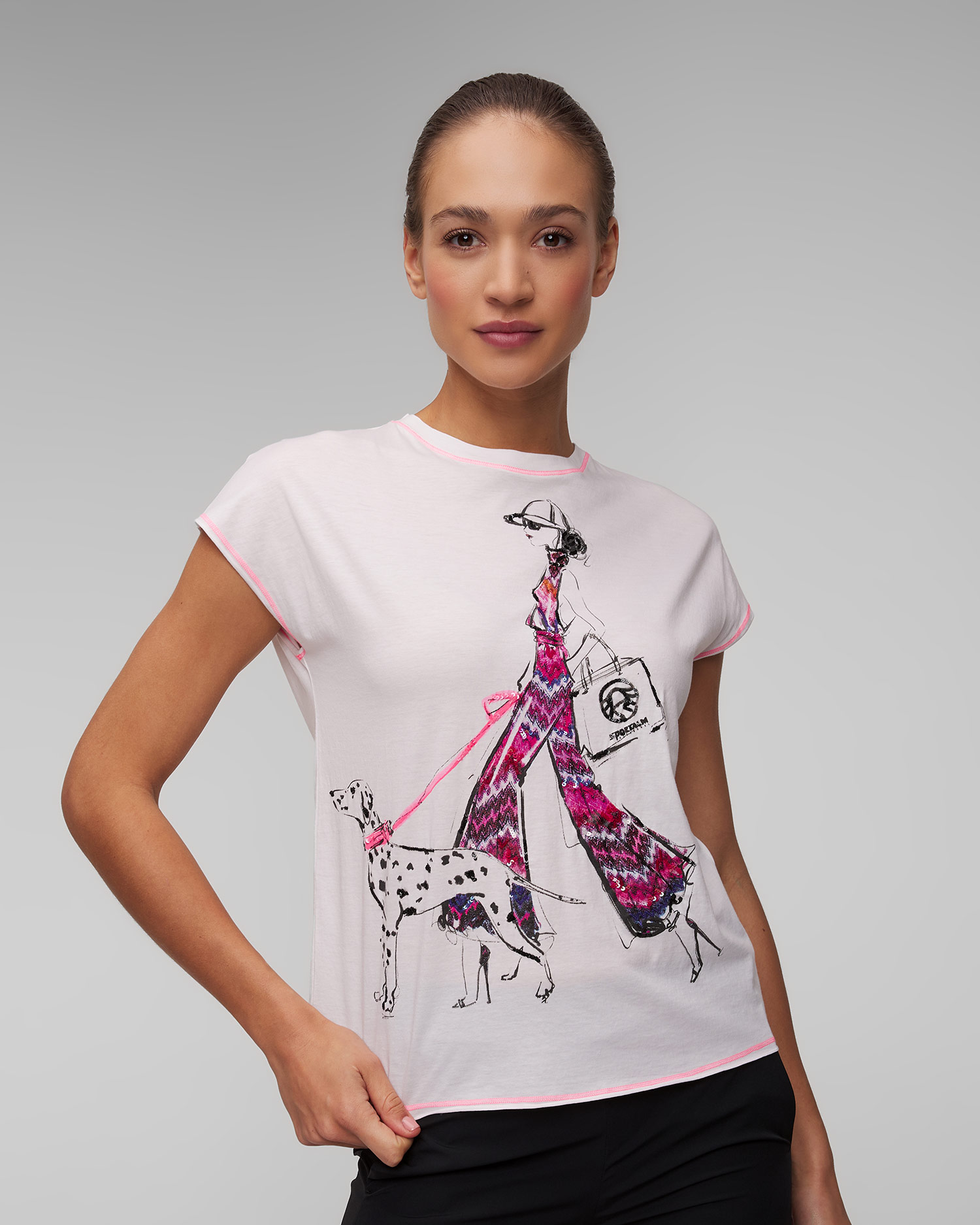 T-shirt imprimé blanc pour femmes Sportalm