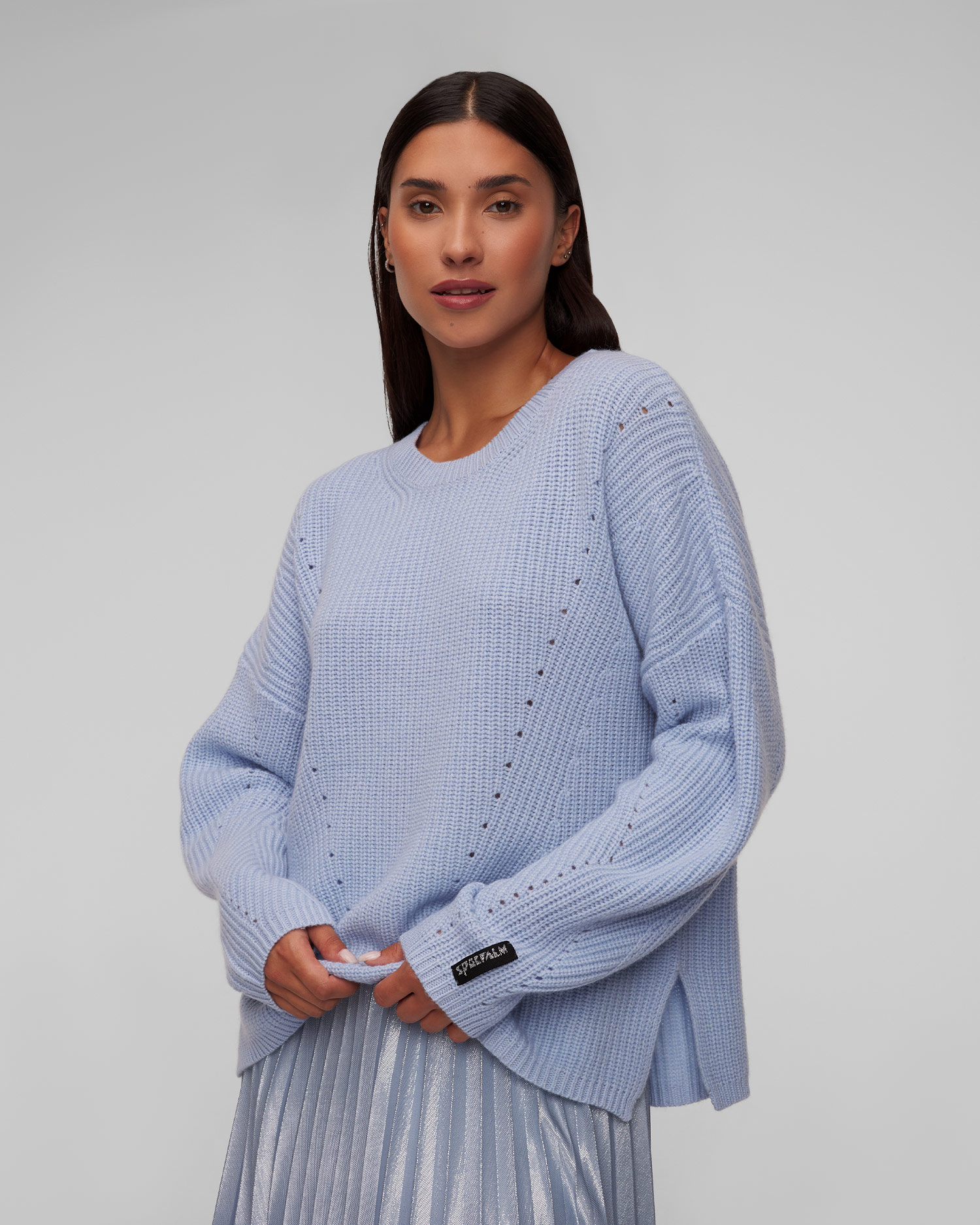 Women’s blue woolen sweater with cashmere Sportalm