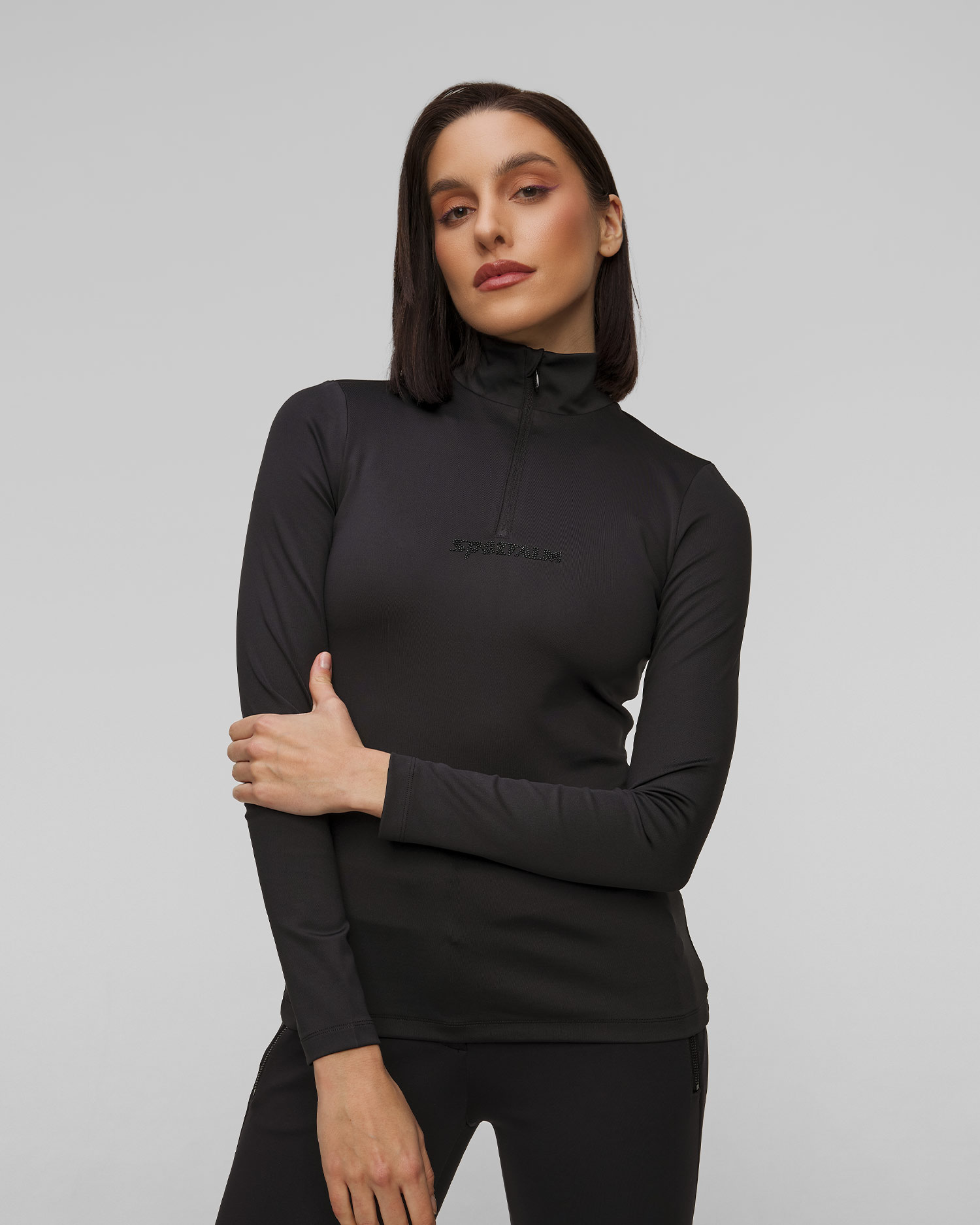 Pulover cu guler înalt de schi negru pentru femei Sportalm