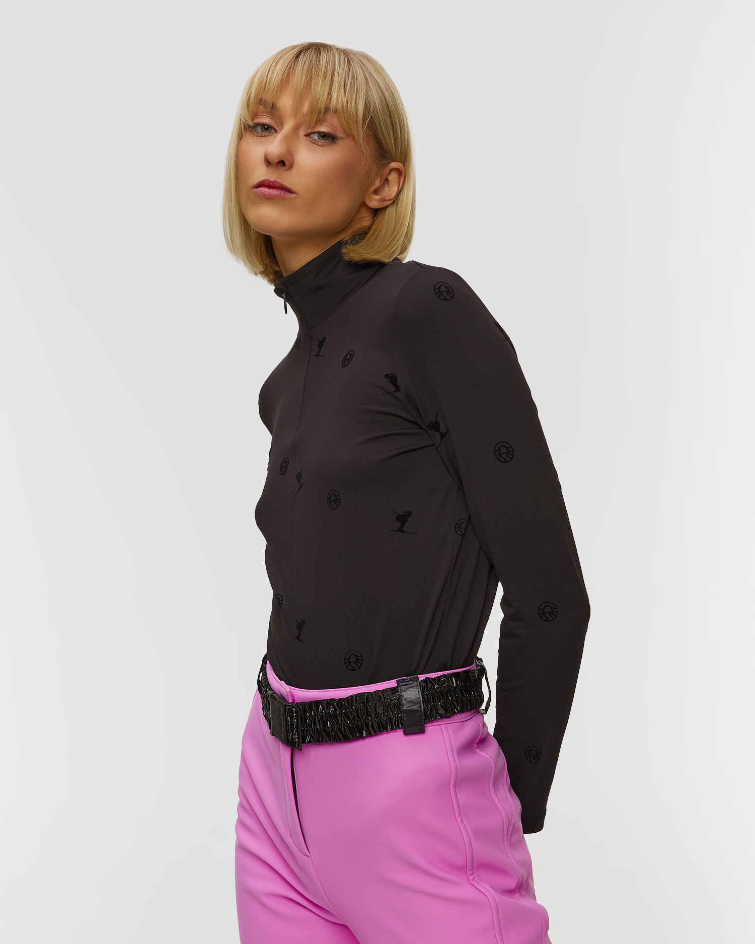 Pulover cu guler înalt de schi negru pentru femei Sportalm