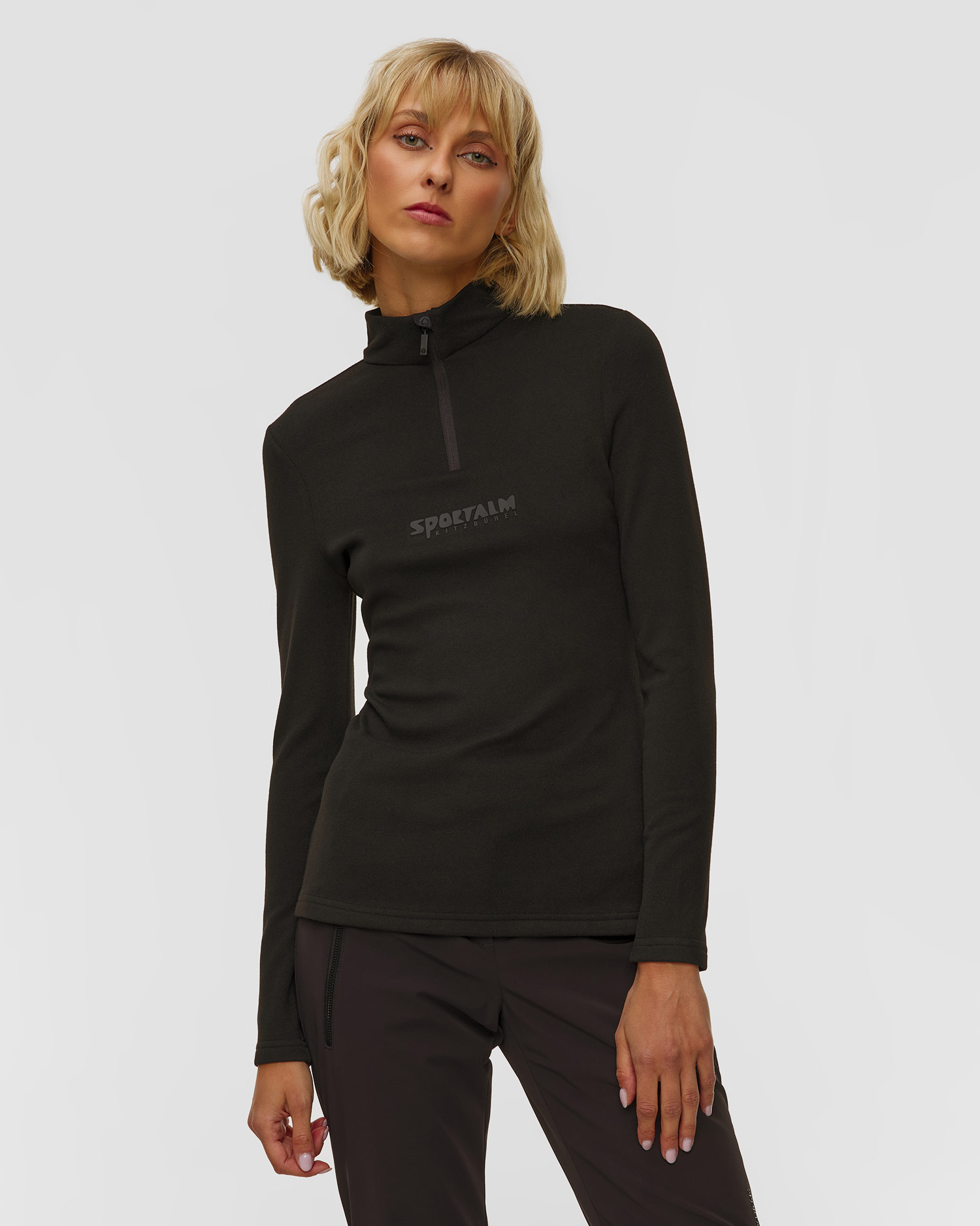 Pulover cu guler înalt de schi negru pentru femei Sportalm