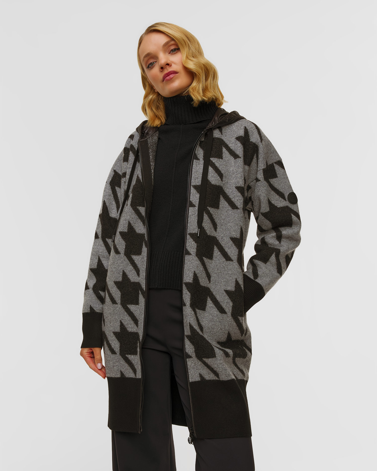 Manteau en laine à motif pied-de-poule pour femmes Sportalm