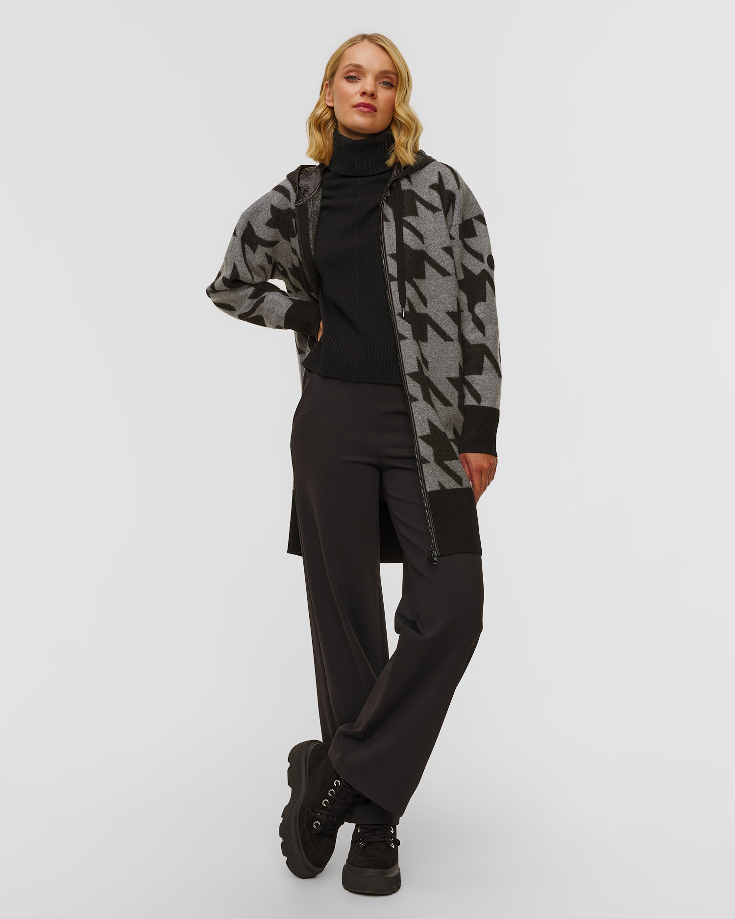 Manteau en laine à motif pied-de-poule pour femmes Sportalm