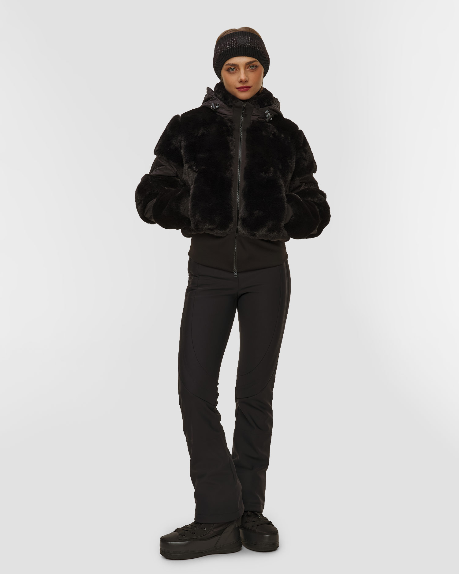 Sportalm Skijacke aus Kunstfell in Schwarz