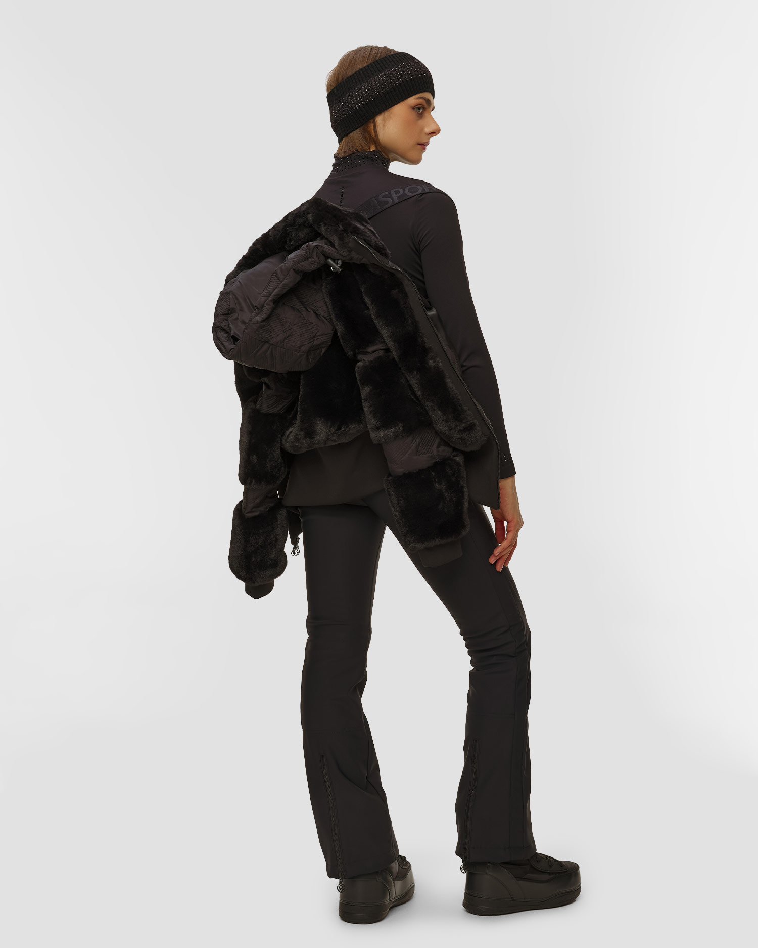 Sportalm Skijacke aus Kunstfell in Schwarz