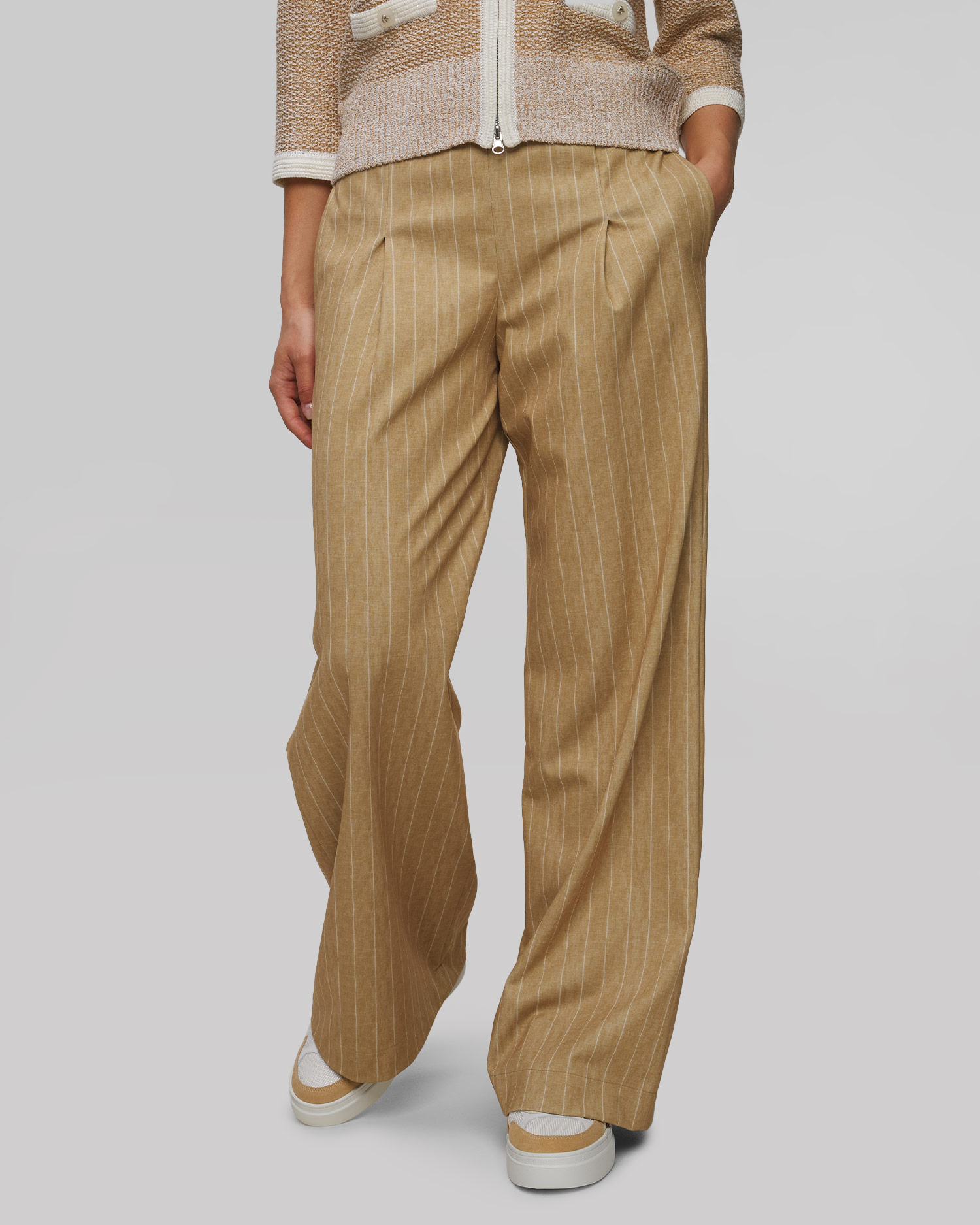 Women's beige striped trousers Sportalm