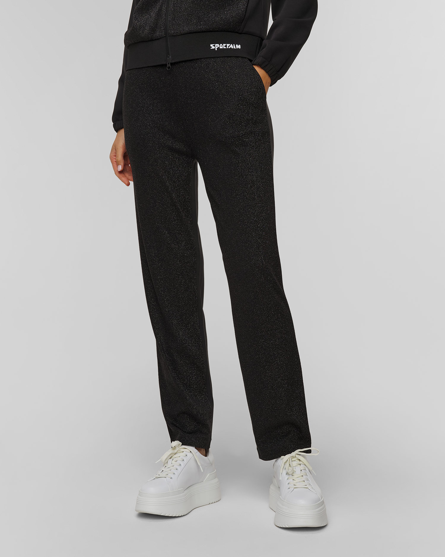 Pantaloni negri din viscoză pentru femei Sportalm