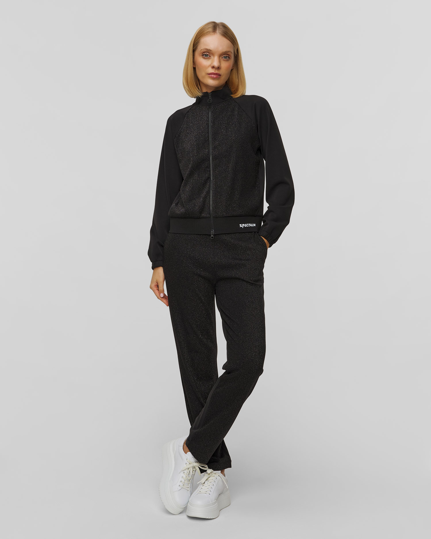 Pantaloni negri din viscoză pentru femei Sportalm