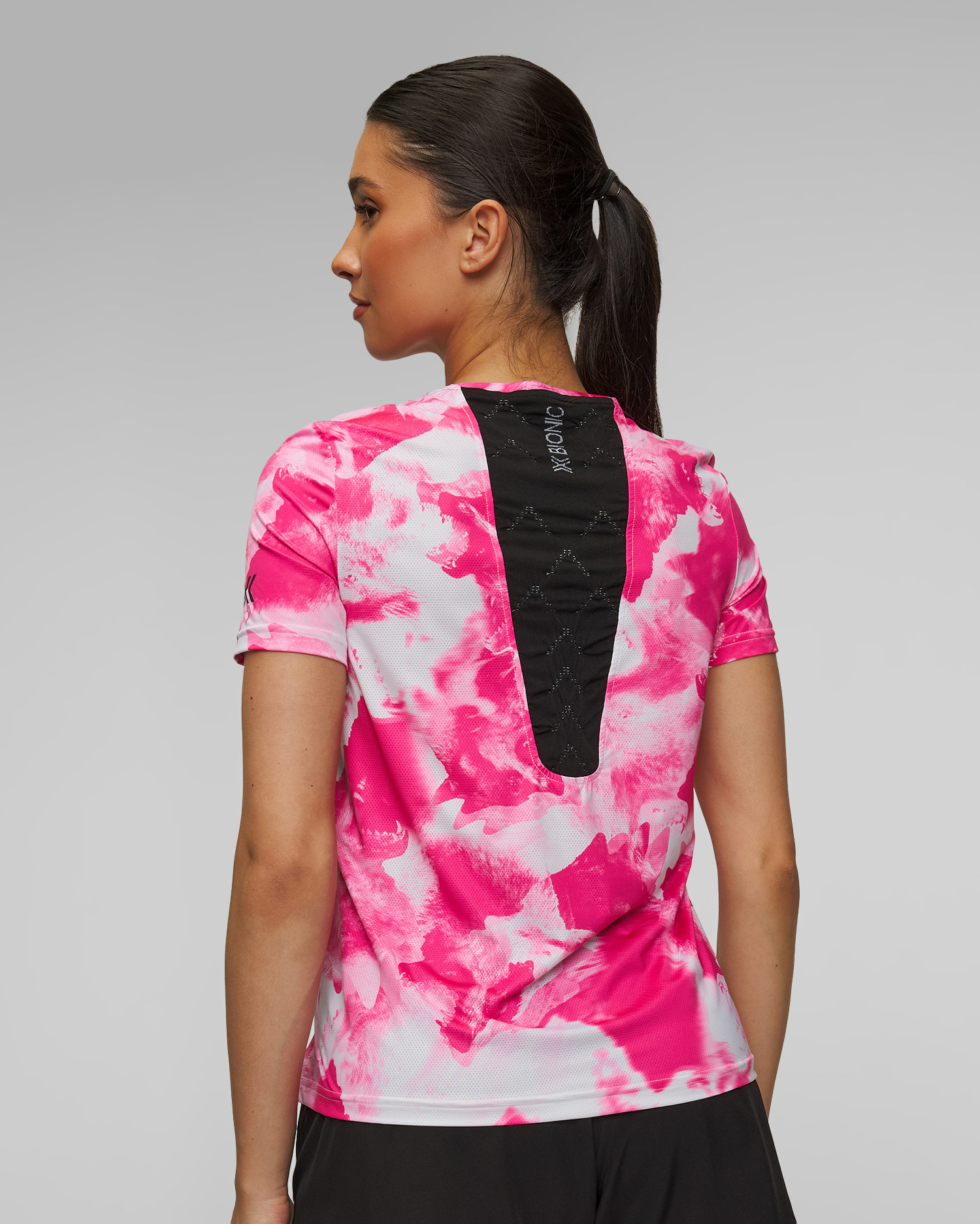 Koszulka biegowa damska X-Bionic Corefusion Run Shirt czarno-różowa