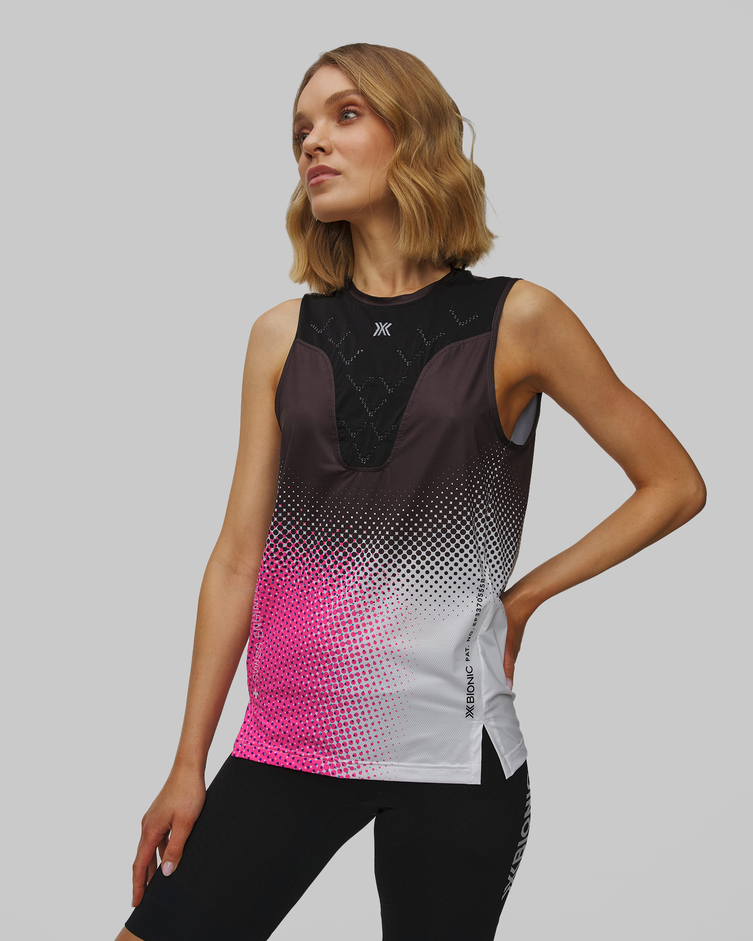 Singlet biegowy unisex X-Bionic Corefusion Run Tank czarno-różowo-biały