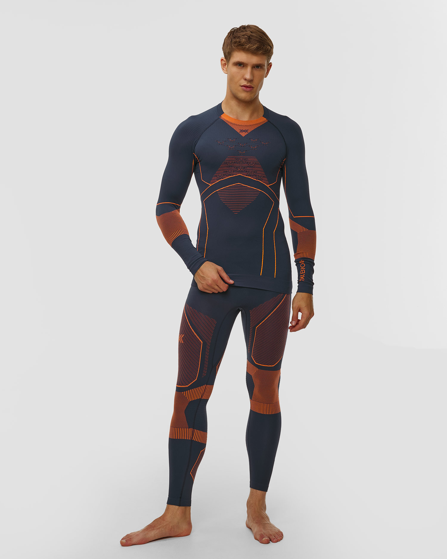 Leginsy termoaktywne męskie X-Bionic Energy Accumulator Light Pants niebiesko-pomarańczowe