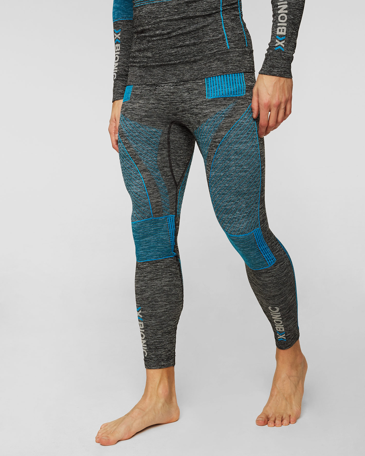 Leggings termoattivi grigio-blu da uomo X-Bionic Energy Accumulator 4.0 Melange