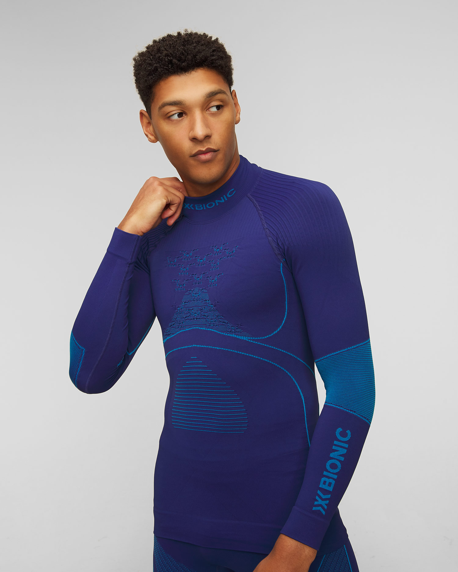 Maglietta a maniche lunghe con mezzo collo alto blu scuro da uomo X-Bionic Energy Accumulator 4.0 Turtle Neck LG SL