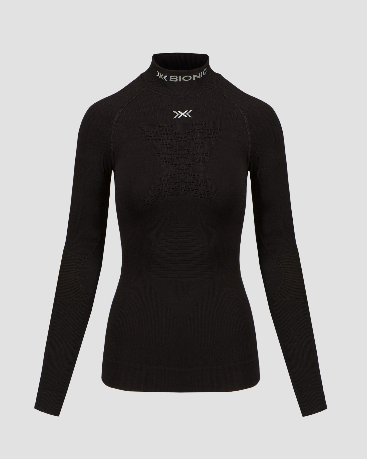 X-Bionic Energy Accumulator 4.0 Turtle Neck LG SL Schwarzes thermoaktives Damen-Longsleeve mit hohem Kragen