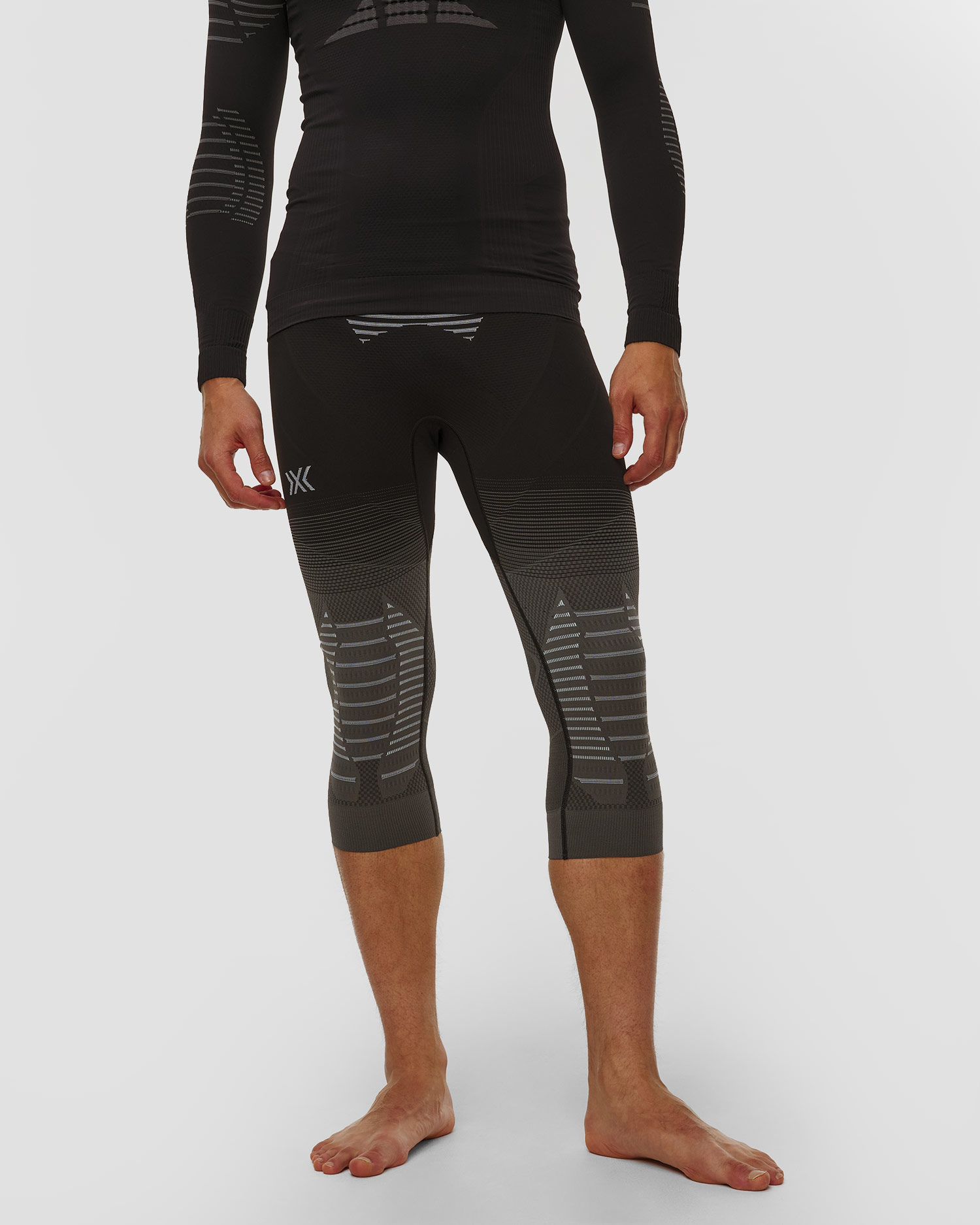 Leginsy termoaktywne 3/4 męskie X-Bionic Invent Graphics czarno-szare