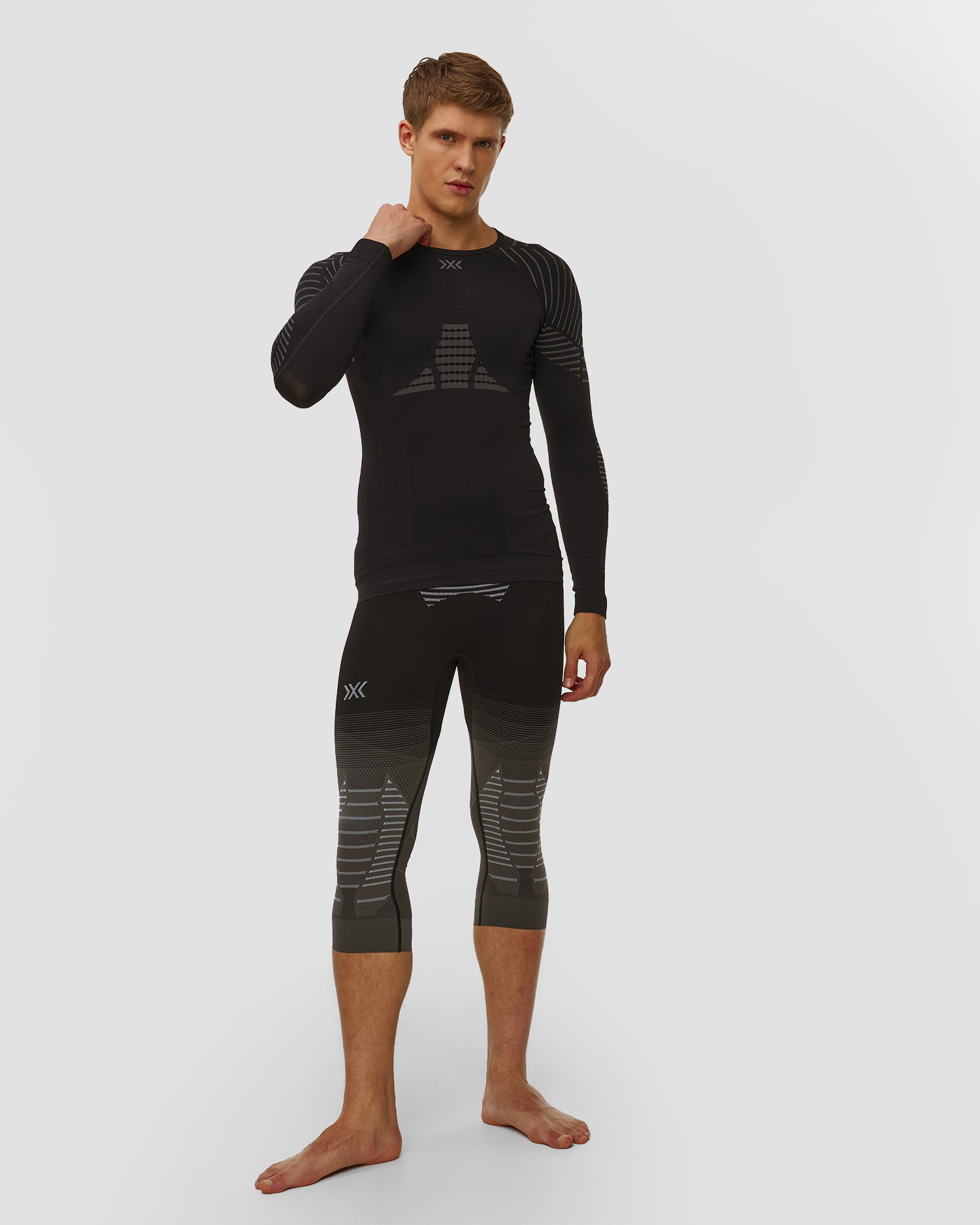 Men's 3/4 thermo-active leggings X-Bionic Invent Graphics black-grey