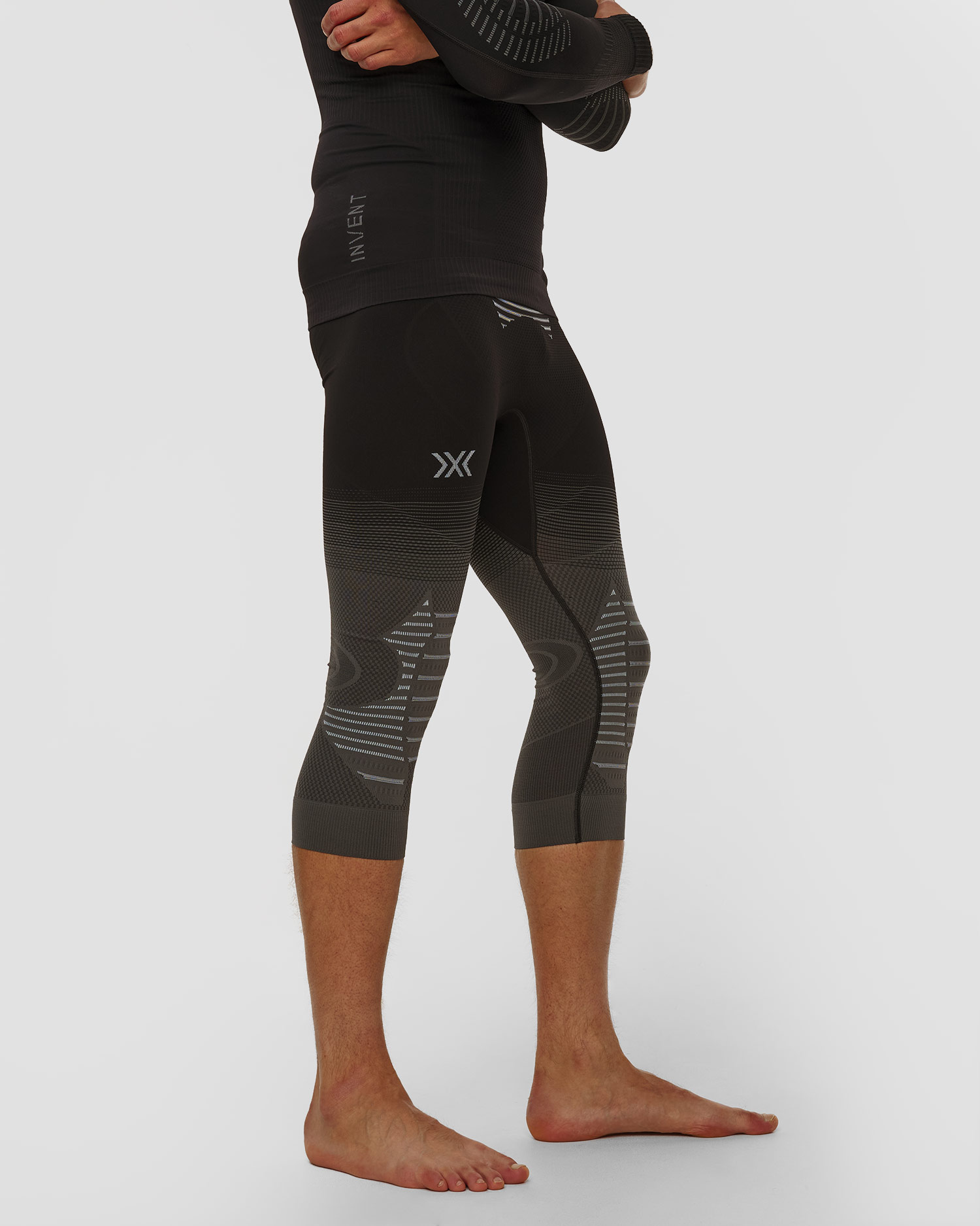 Leginsy termoaktywne 3/4 męskie X-Bionic Invent Graphics czarno-szare