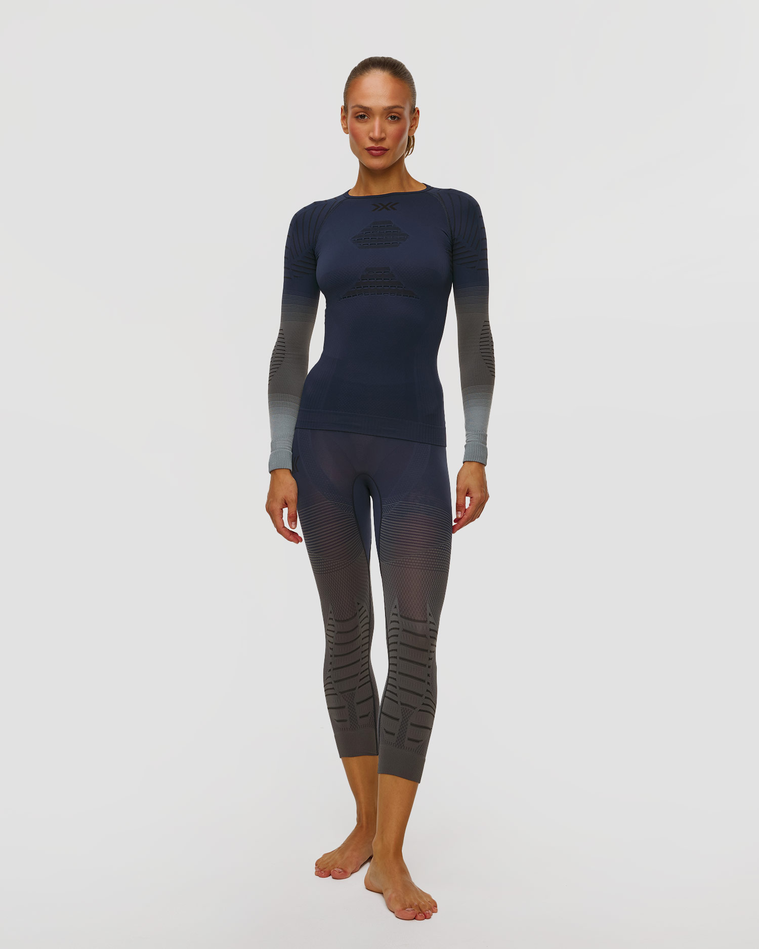 Women's 3/4 thermo-active leggings X-Bionic Invent Graphics blue-grey