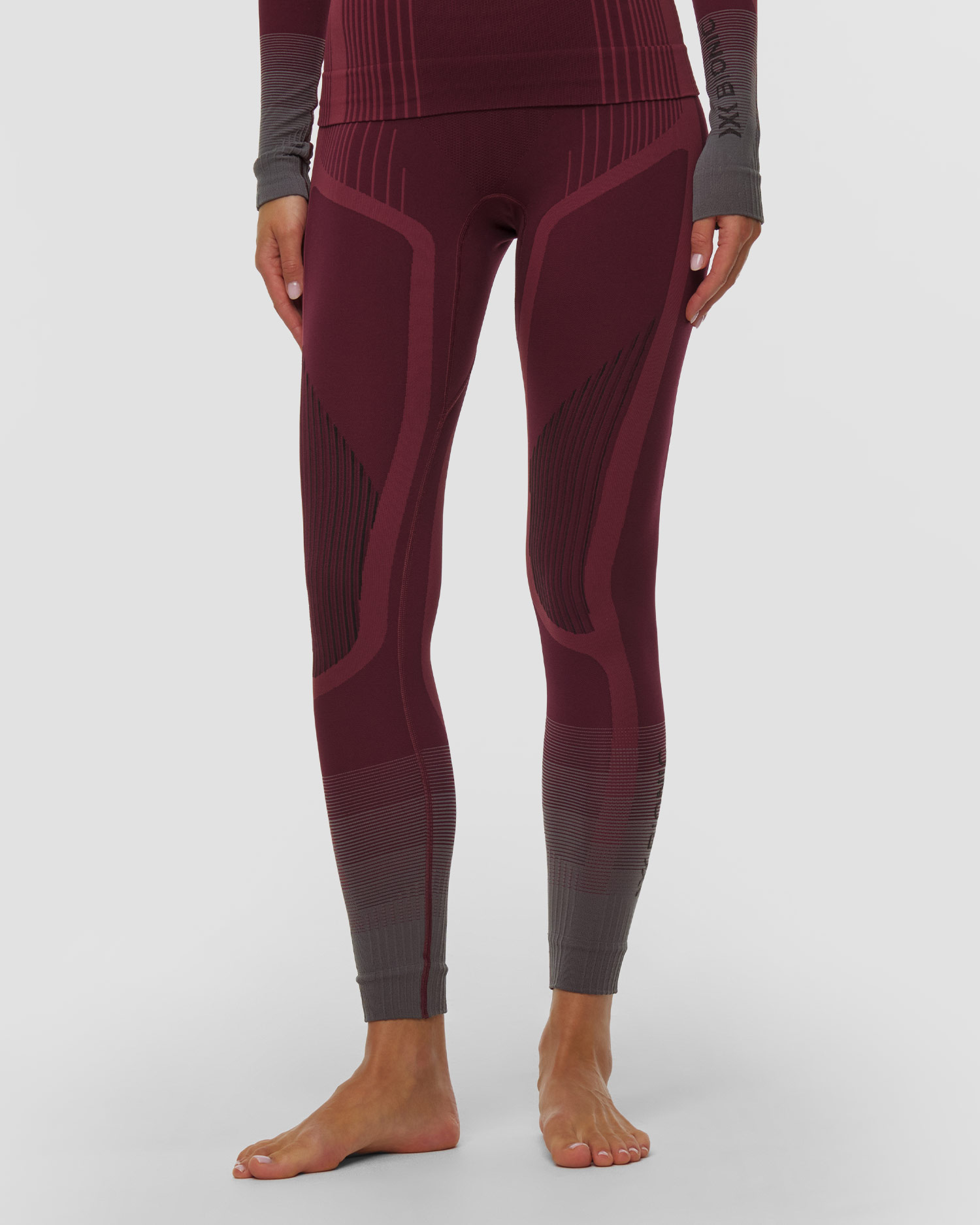 Dámske termo legíny X-Bionic Invent Graphics Pants bordové