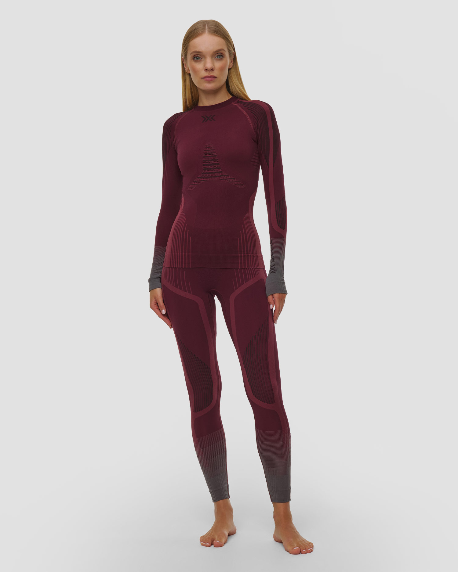 Dámske termo legíny X-Bionic Invent Graphics Pants bordové