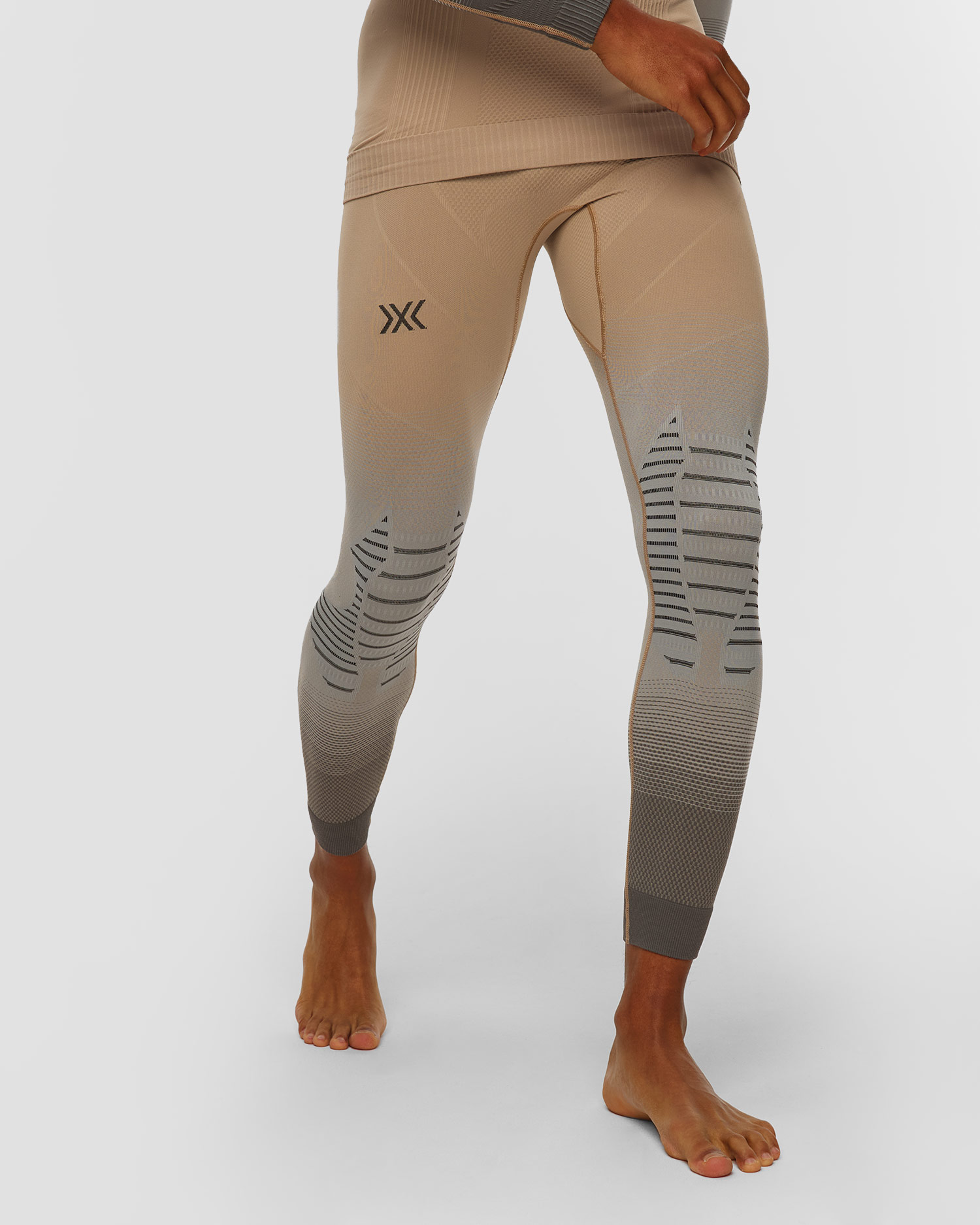 Men's thermoactive leggings X-Bionic Invent Graphics beige-grey