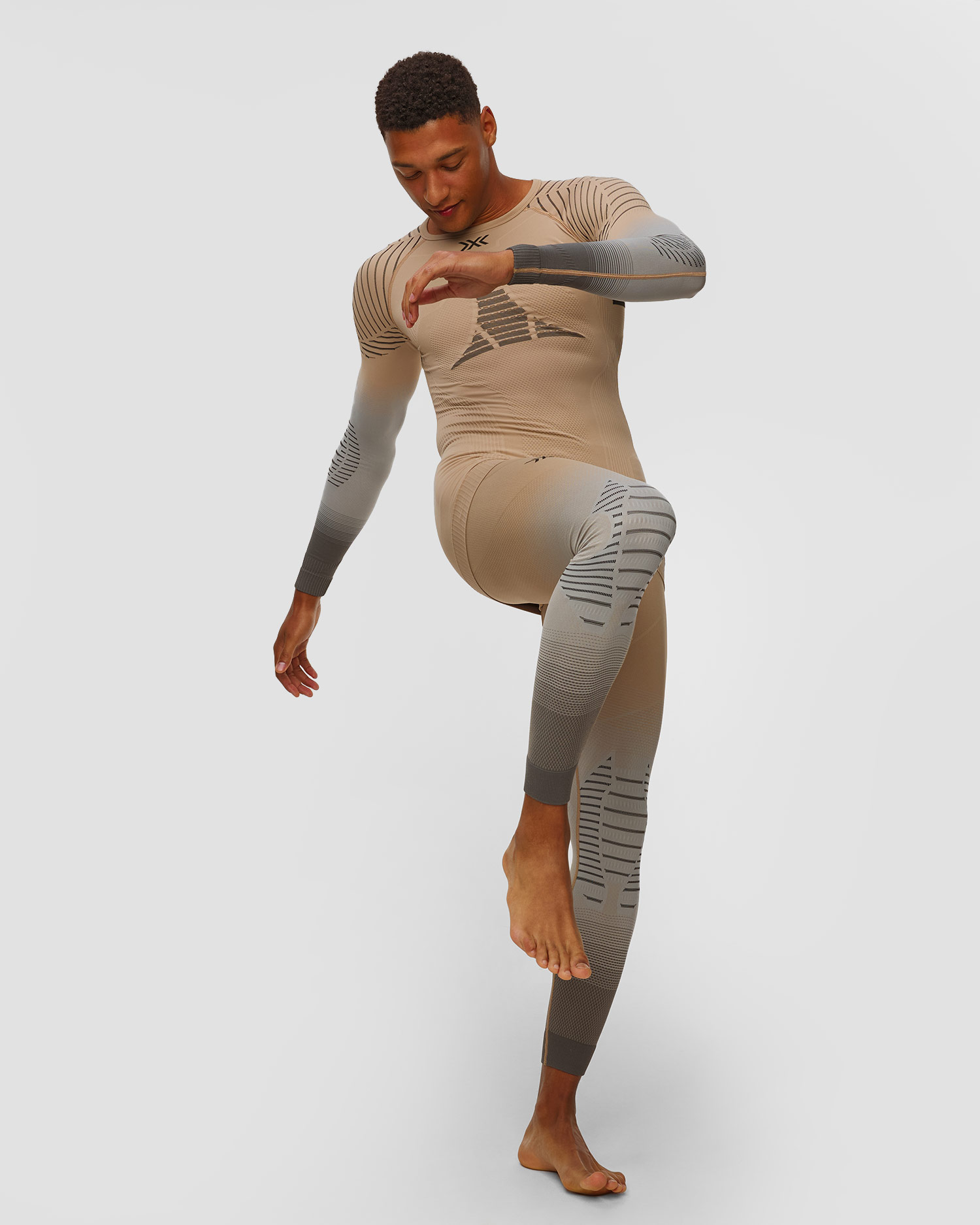 Men's thermoactive leggings X-Bionic Invent Graphics beige-grey