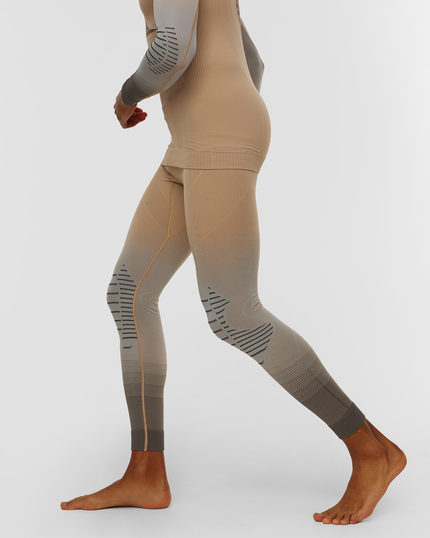 Leginsy termoaktywne męskie X-Bionic Invent Graphics beżowo-szare